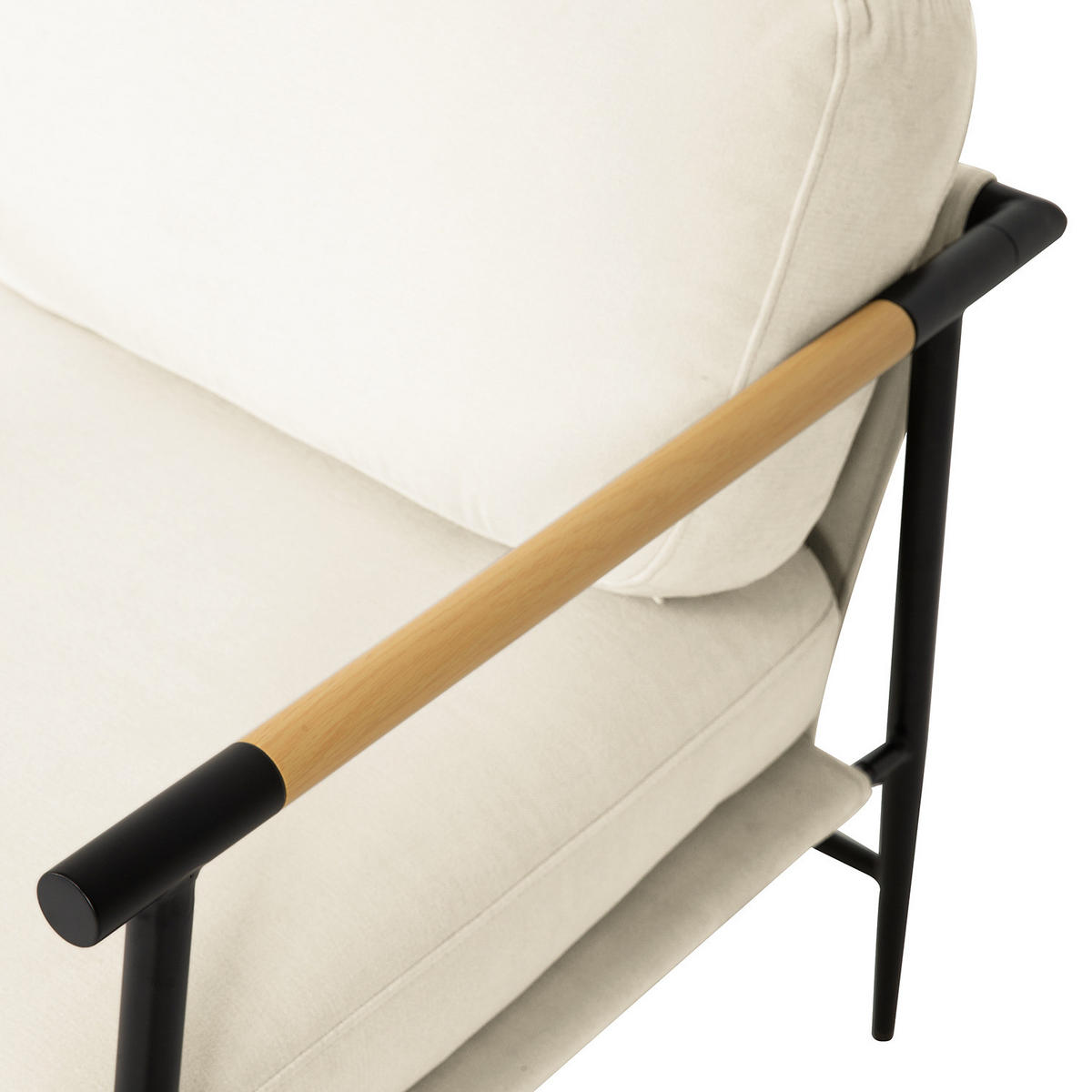 LOUNGESESSEL - Creme / Schwarz - Webstoff / Eisen - Creme/Schwarz, Textil/Metall (70/81/73cm) - home24