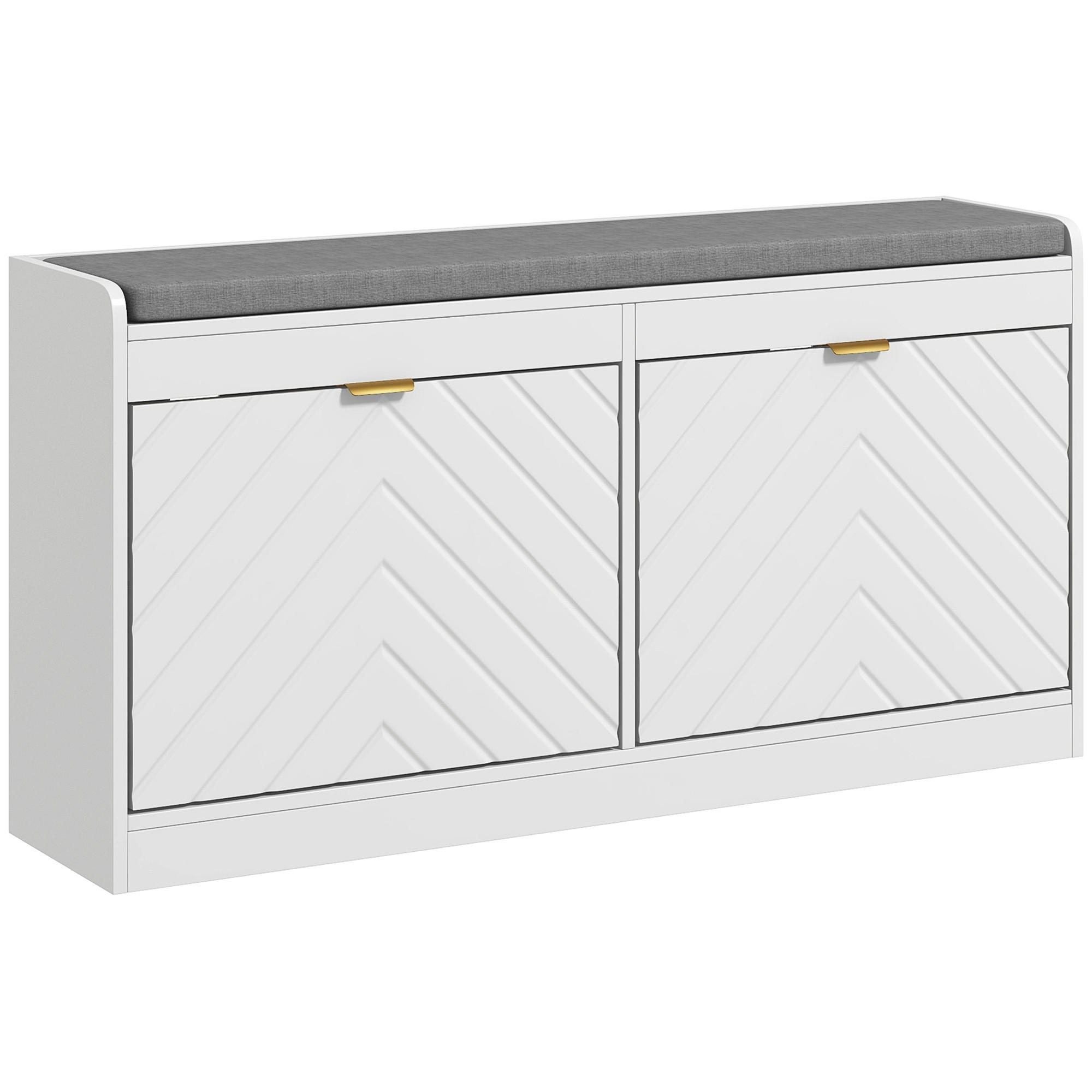 SCHUHBANK Weiß 106/24/52,5 cm - Weiß, Holzwerkstoff (106/52.5/24cm) - PANGIVO
