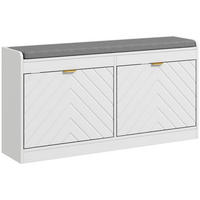 SCHUHBANK Weiß 106/24/52,5 cm - Weiß, Holzwerkstoff (106/52.5/24cm) - PANGIVO