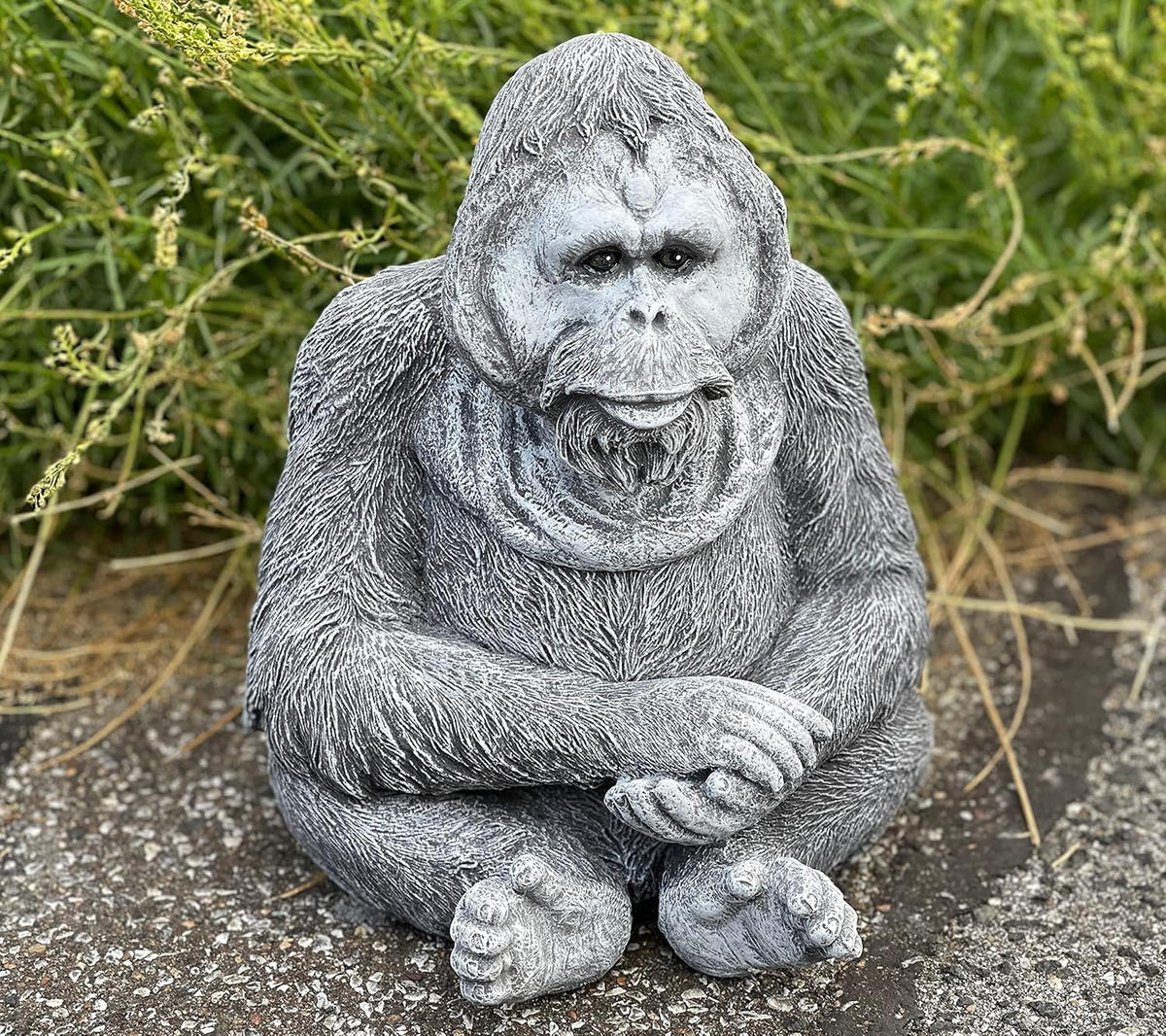 STEINFIGUR Orang-Utan Otto AFFE frostfest Steinguss Gartenfigur - Grau, Stein (21/26/19cm) - stoneandstyle