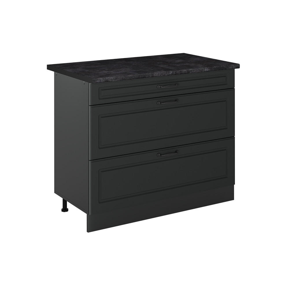 KÜCHENUNTERSCHRANK R-Line, Anthrazit Landhaus/Anthrazit, 100 cm Arbeitsplatte Anthrazit - Anthrazit, Holzwerkstoff (100/81.6/60cm) - Vicco