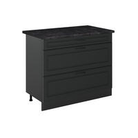KÜCHENUNTERSCHRANK R-Line, Anthrazit Landhaus/Anthrazit, 100 cm Arbeitsplatte Anthrazit - Anthrazit, Holzwerkstoff (100/81.6/60cm) - Vicco