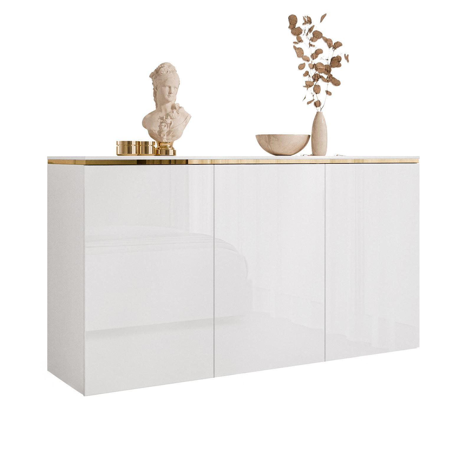 Lookway Kommode Weiß Hochglanz 140x76x40 cm