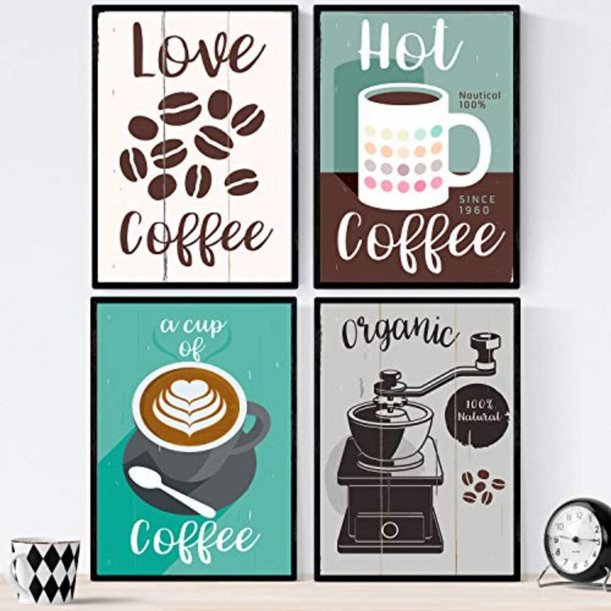 POSTER Set mit 4 Bunter Kaffee 1 A3 Rahmenlos - Klar, Papier (29.7/3cm) - Nacnic