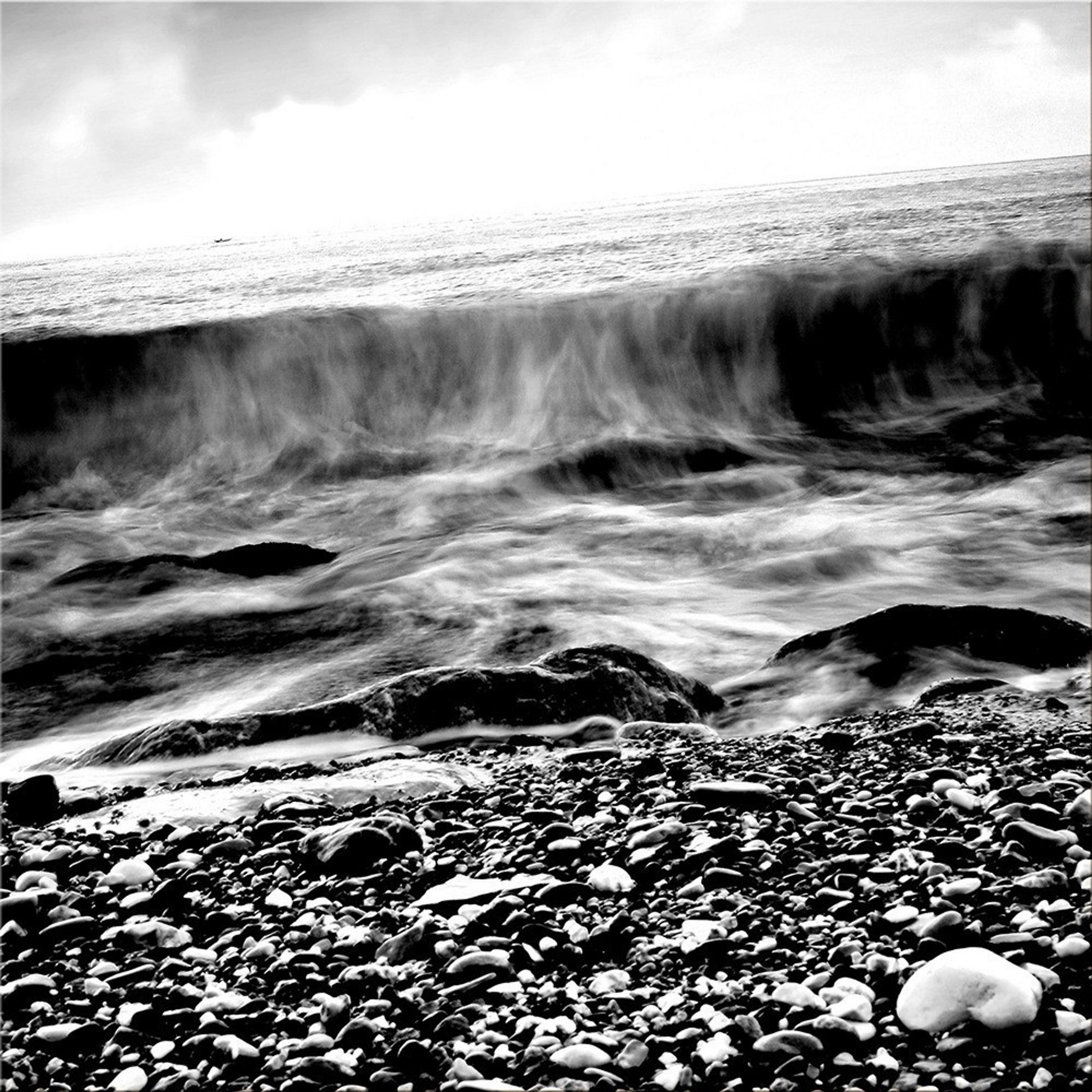 GLASBILD 30×30 cm Strand Schwarz-Weiß - Anthrazit, Glas (30/30cm) - artissimo