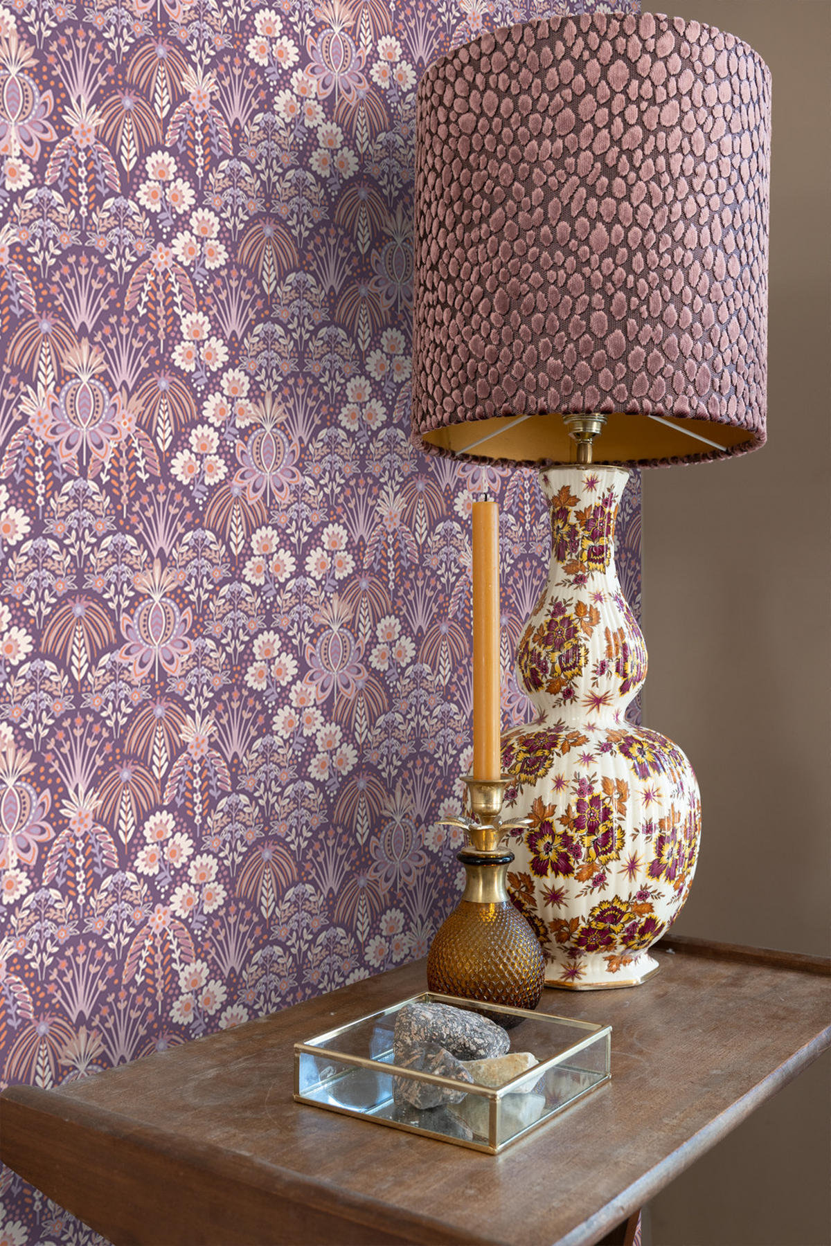TAPETE Blumenmuster im Jugendstil 50 x 900 cm - Lila, Papier (50/900cm) - ESTAhome