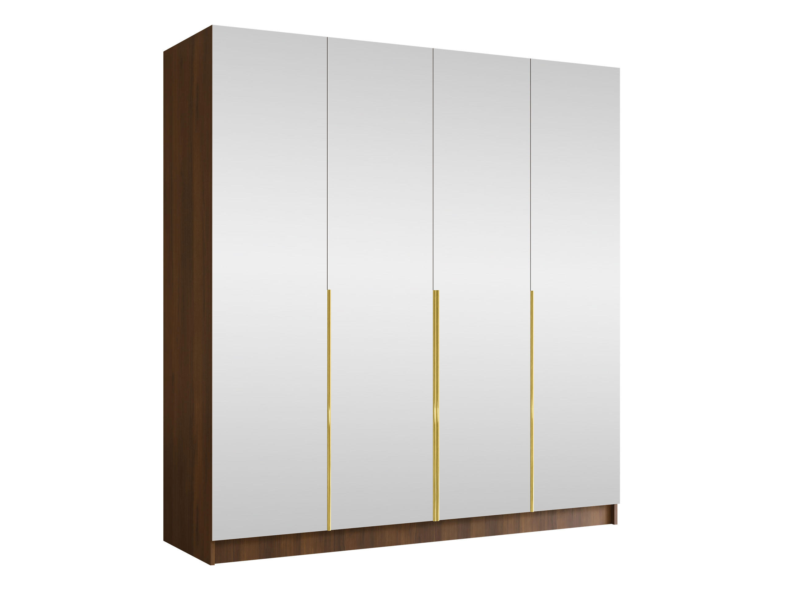 KLEIDERSCHRANK Santi III - Goldfarben/Nussbaumfarben, Holzwerkstoff/Metall (200/215/58cm) - MIRJAN24