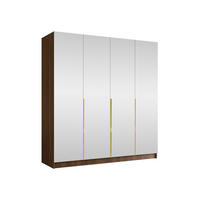 KLEIDERSCHRANK Santi III - Goldfarben/Nussbaumfarben, Holzwerkstoff/Metall (200/215/58cm) - MIRJAN24