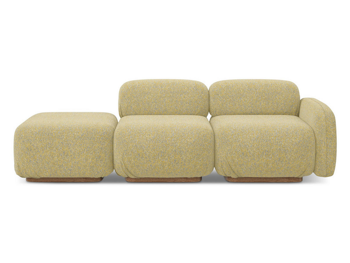 3-SITZER SOFA Links Strukturstoff Stoff Gelb - Currygelb/Gelb, Holz/Textil (258/73/95cm) - Makamii