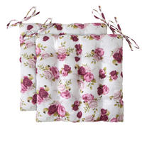 SITZKISSEN 2er Set Rosen 40/40 cm Landhaus-Stil mit Steppung - Pink, Textil (40/40/4cm) - wometo