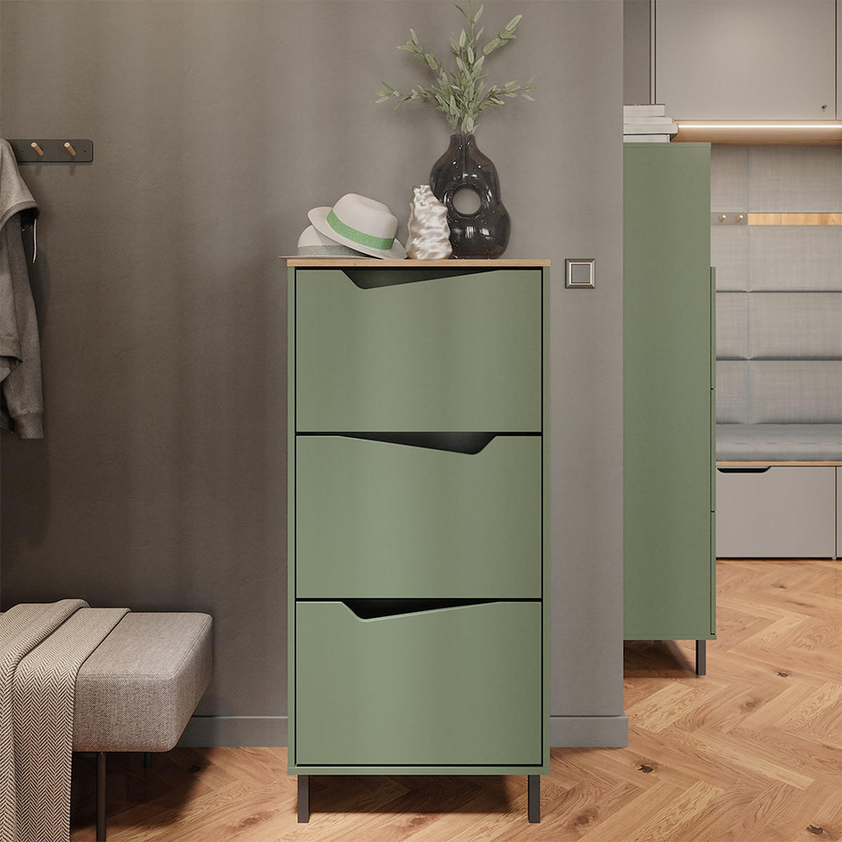 BOTNÍK NA BOTY Marelle Zelená/umělecká - zelená barva, kompozitní dřevo (60/129.5/38cm) - Vicco