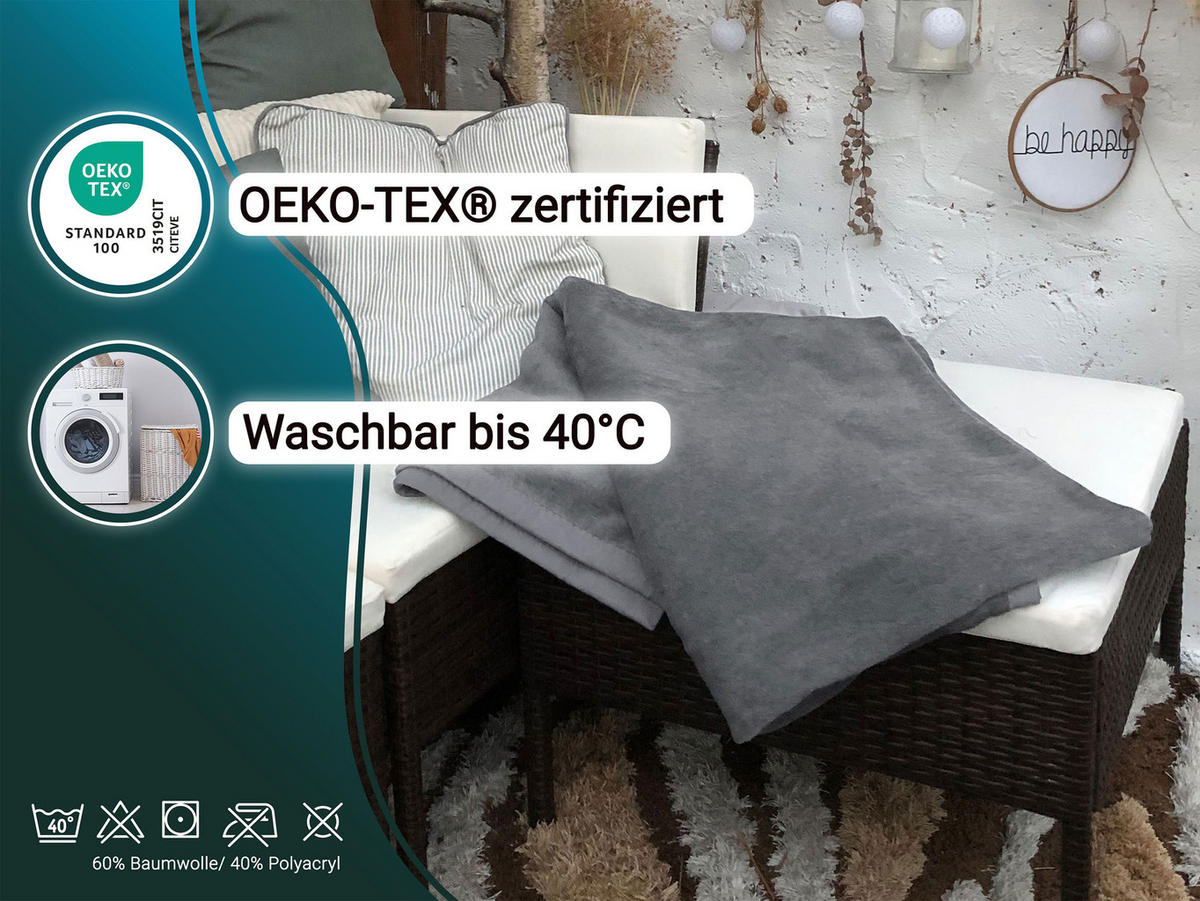KUSCHELDECKE, 150x200 cm, 60% Baumwolle, 40% Polyacryl, Grau - Grau, Naturmaterialien (150/200cm) - Zollner