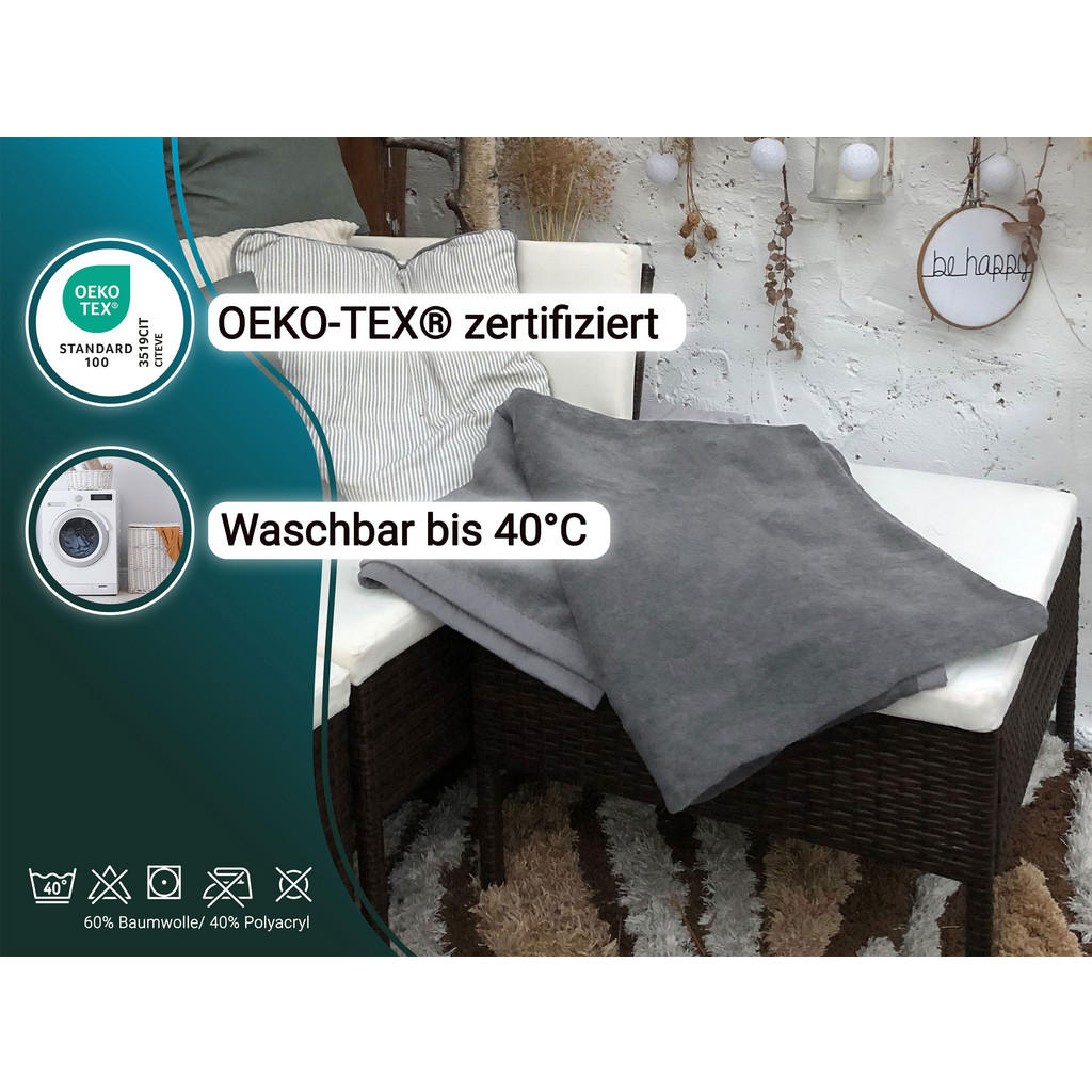 Thumbnail - Zollner Kuscheldecke,, Grau, Naturmaterialien, 150x200 cm, Oeko-Tex® Standard 100, Wohntextilien, Decken, Kuscheldecken