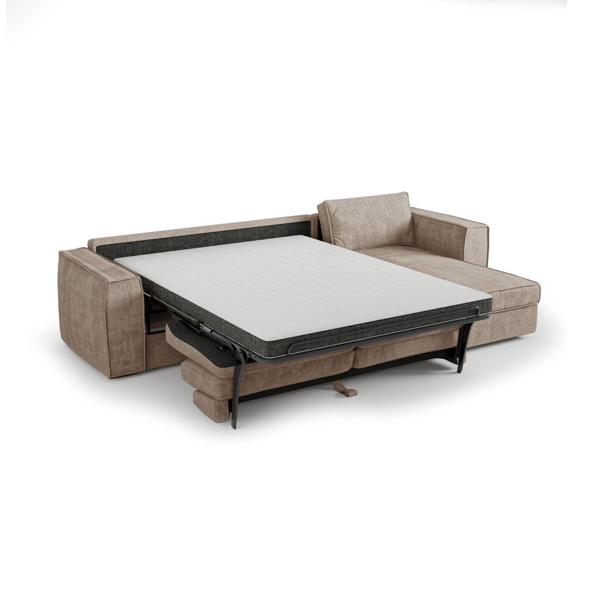 ECKSOFA rechtwinklig MIKA Köpergewebe mit weichem Griff Taupe 292cm - Taupe, Textil (292/100cm) - Premium Interiors