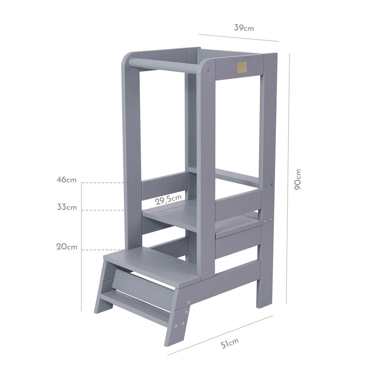 LERNTURM für Kinder, Natur Holz, Grau - Grau, Holz (39/90/90cm) - MeowBaby