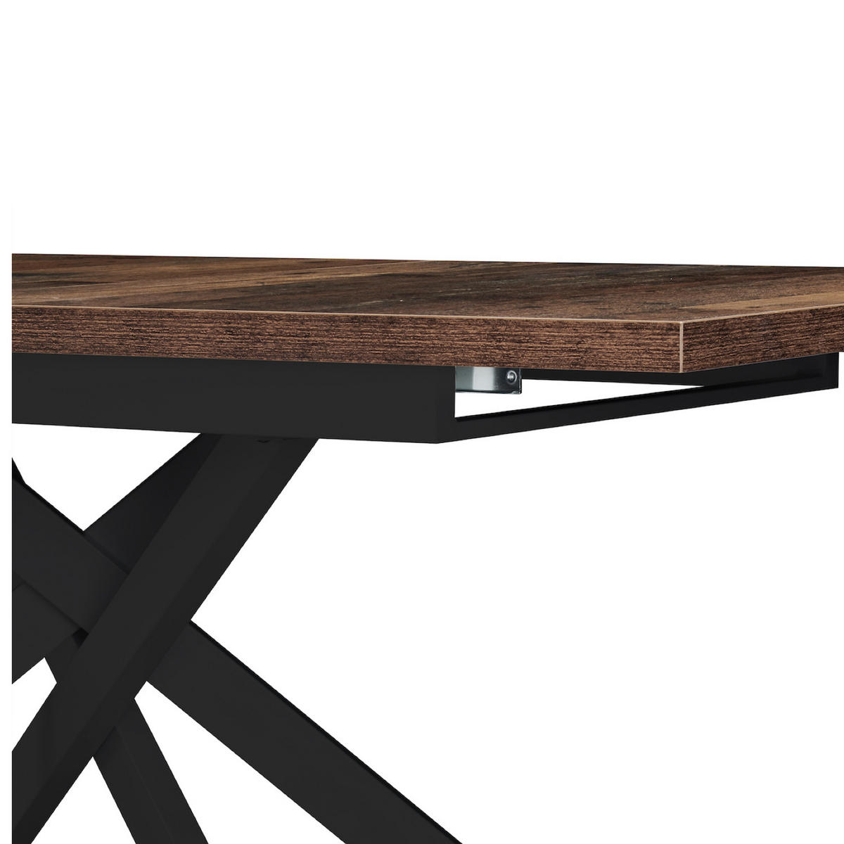 ESSTISCH LARS 120-160/80/76 cm Texas-Eiche - Schwarz/Braun, Holzwerkstoff/Metall (80/120/76cm) - B&D Home