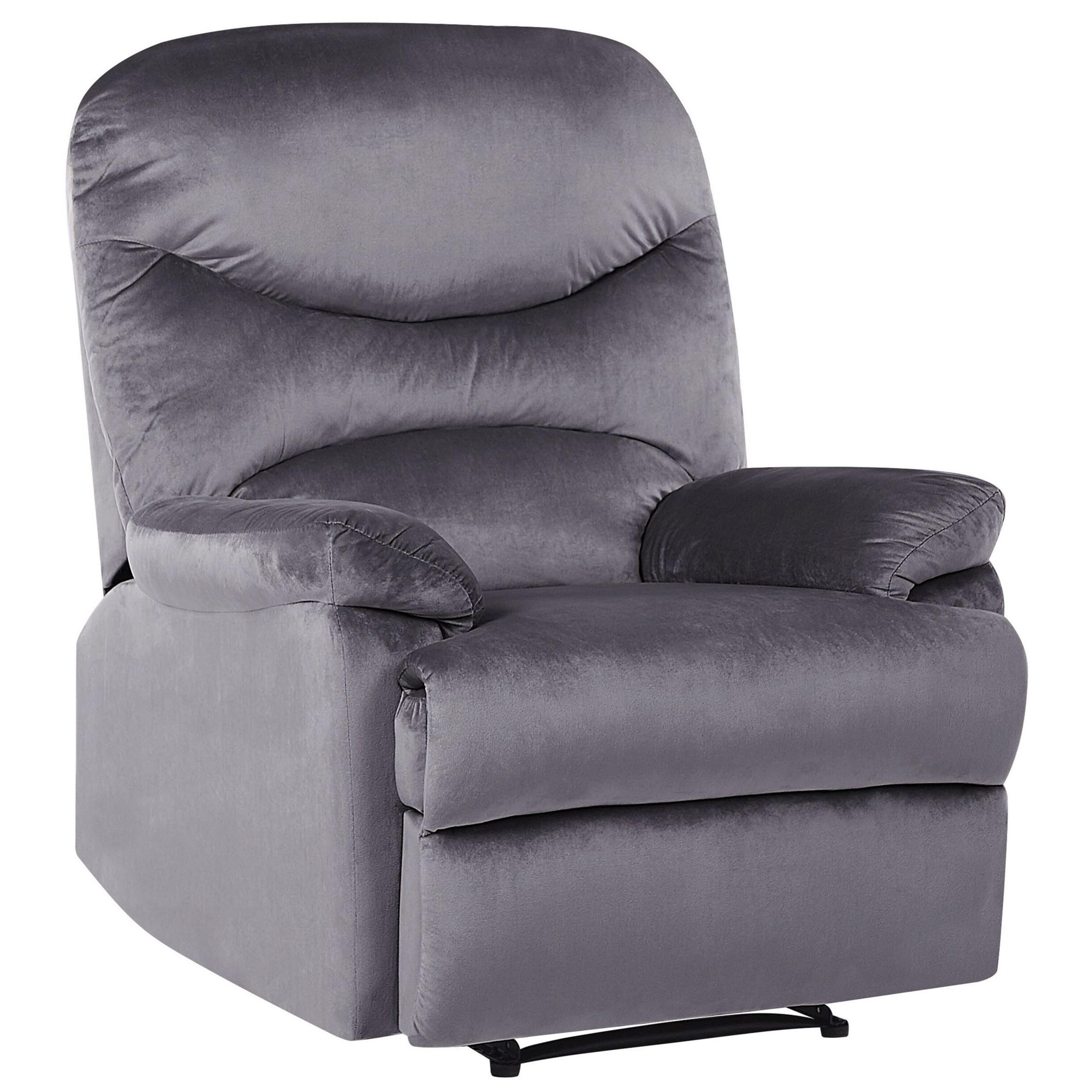 SESSEL Samtstoff grau verstellbar mit Fußstütze Eslov - Schwarz/Grau, Textil (85/103/90cm) - Beliani