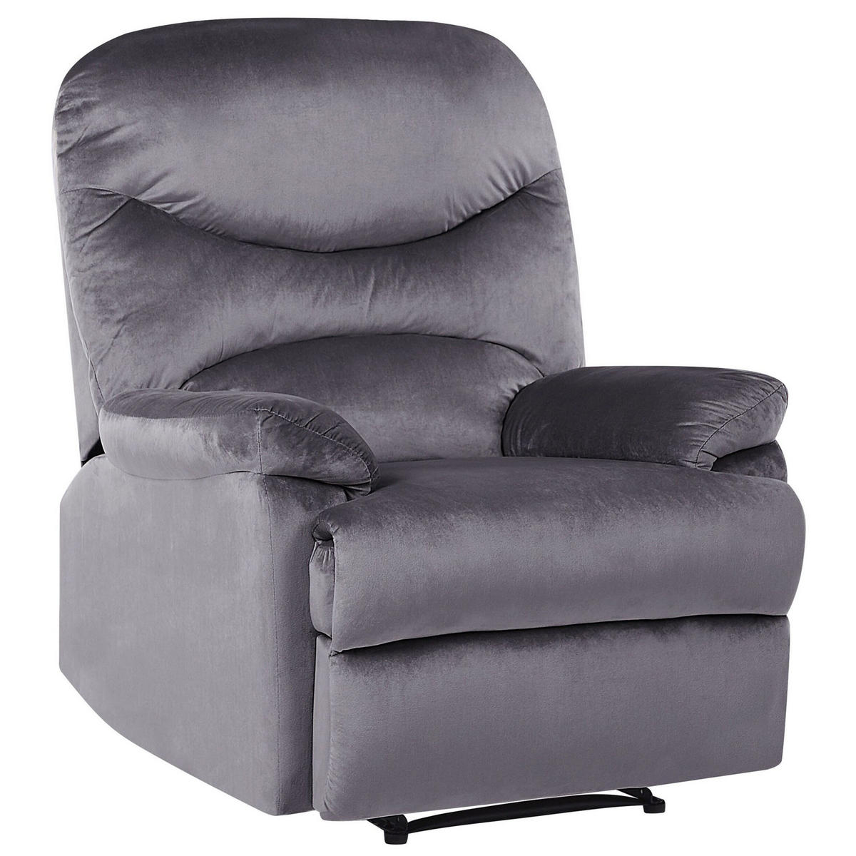 SESSEL Samtstoff grau verstellbar mit Fußstütze Eslov - Schwarz/Grau, Textil (85/103/90cm) - Beliani