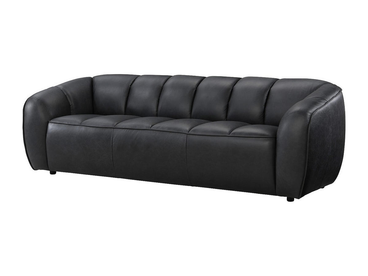SOFA - 3 Personen - leder - schwarz Pradoni - Schwarz, Leder (234/77.5/90cm) - Vente-Unique
