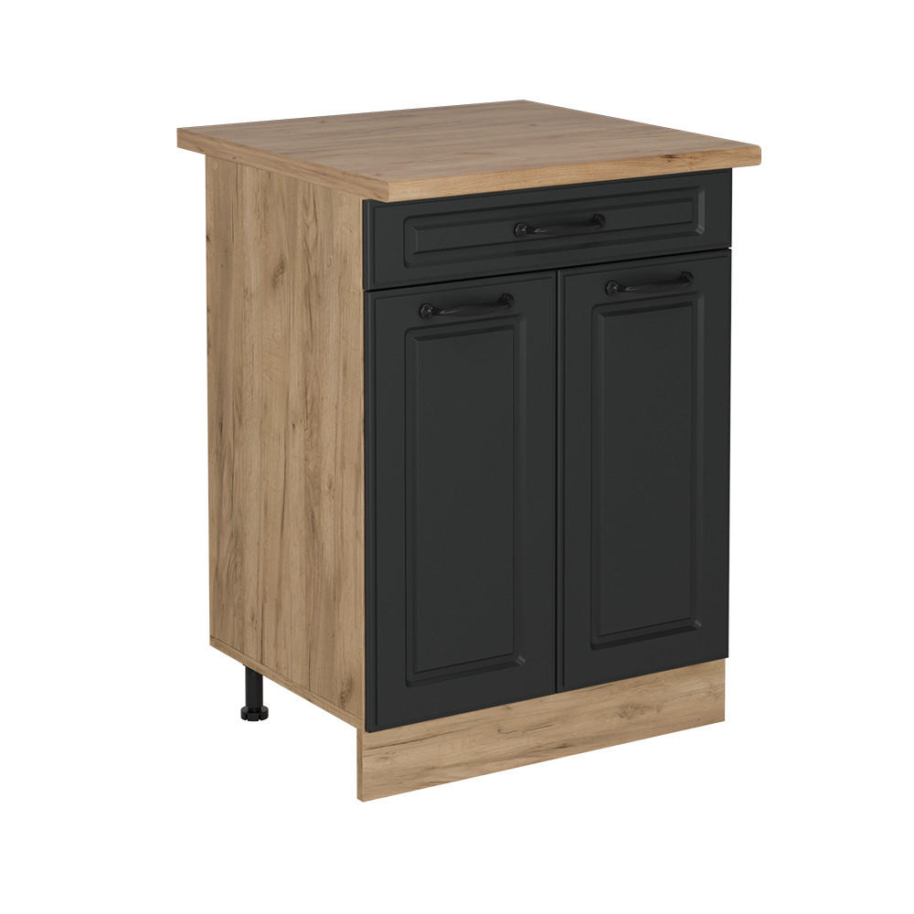 SPODNÍ SKŘÍŇKA KUCHYŇSKÉ LINKY R-Line Antracitový venkovský dům - medově dubová/antracitová, kompozitní dřevo (60/81.6/60cm) - Vicco