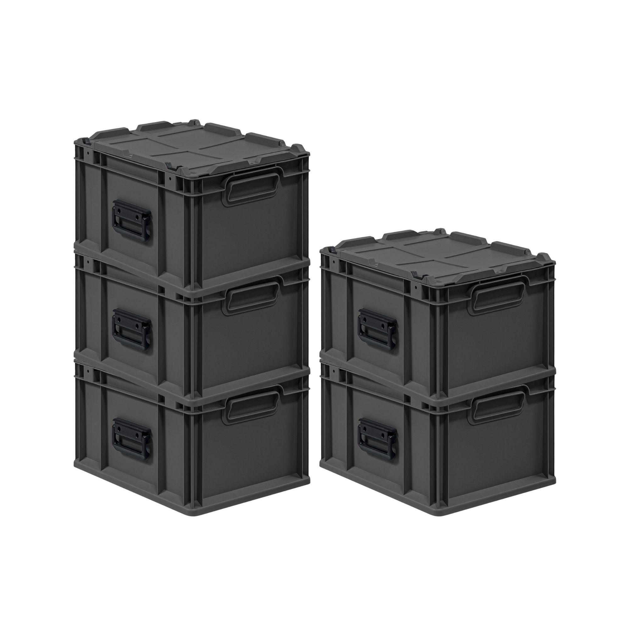 EUROBOX 5x NextGen Portable, HxBxT 23,5x30x40cm, 20 Liter, Schwarz - Schwarz, Kunststoff (30/23.5/40cm) - PROREGAL