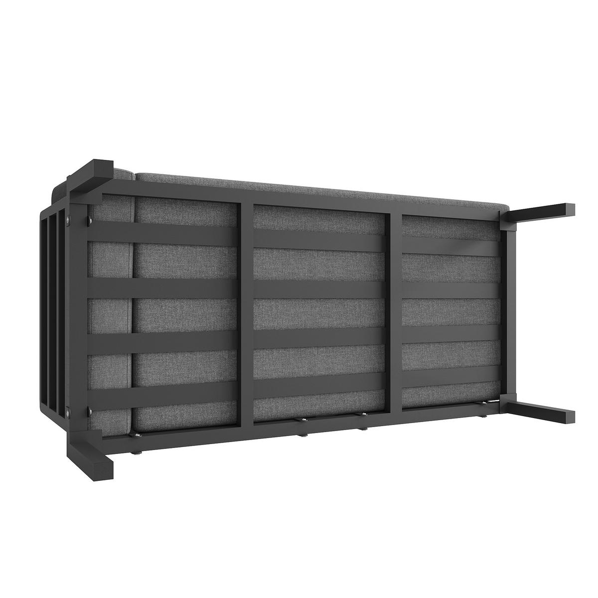 GARTENSETS aus Eisen 114x60x77cm Grau mit Sicherheitsglas-Coffeetable - Grau, Metall - Modfu