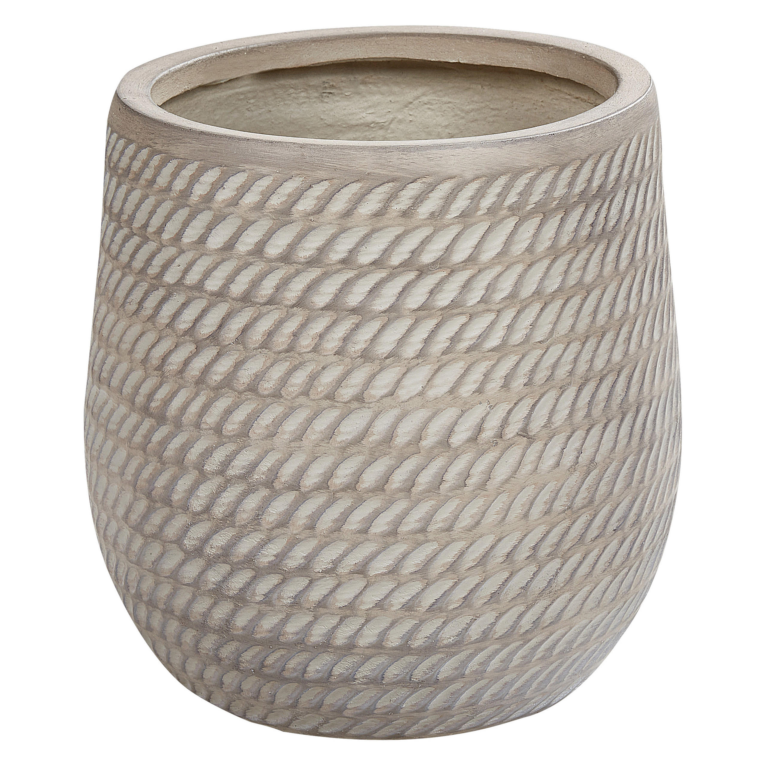 BLUMENTOPF taupe rund 27/27/32 cm Livadia - Beige, Naturmaterialien (32cm) - Beliani
