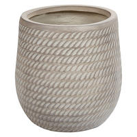 BLUMENTOPF taupe rund 27/27/32 cm Livadia - Beige, Naturmaterialien (32cm) - Beliani