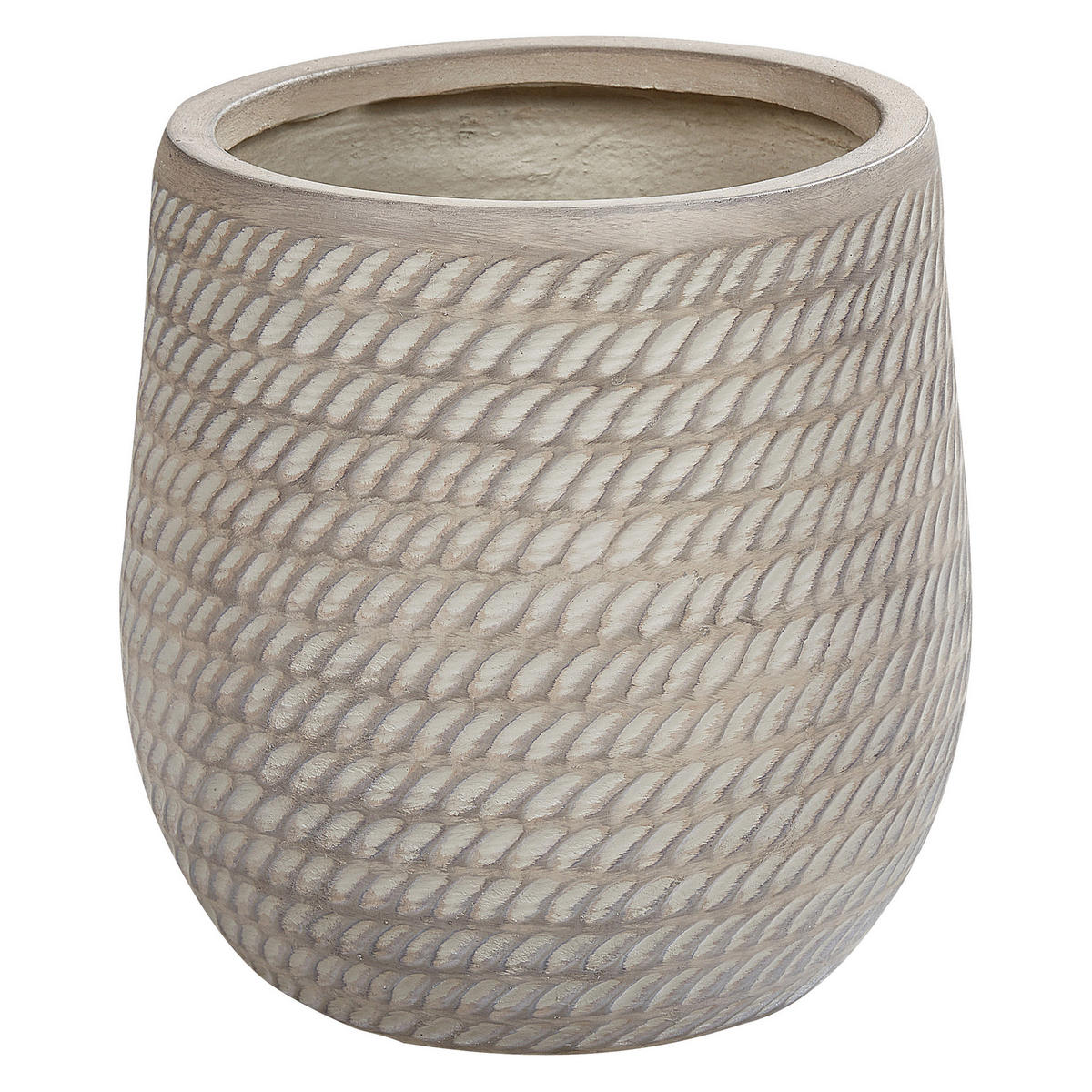 BLUMENTOPF taupe rund 27/27/32 cm Livadia - Beige, Naturmaterialien (32cm) - Beliani