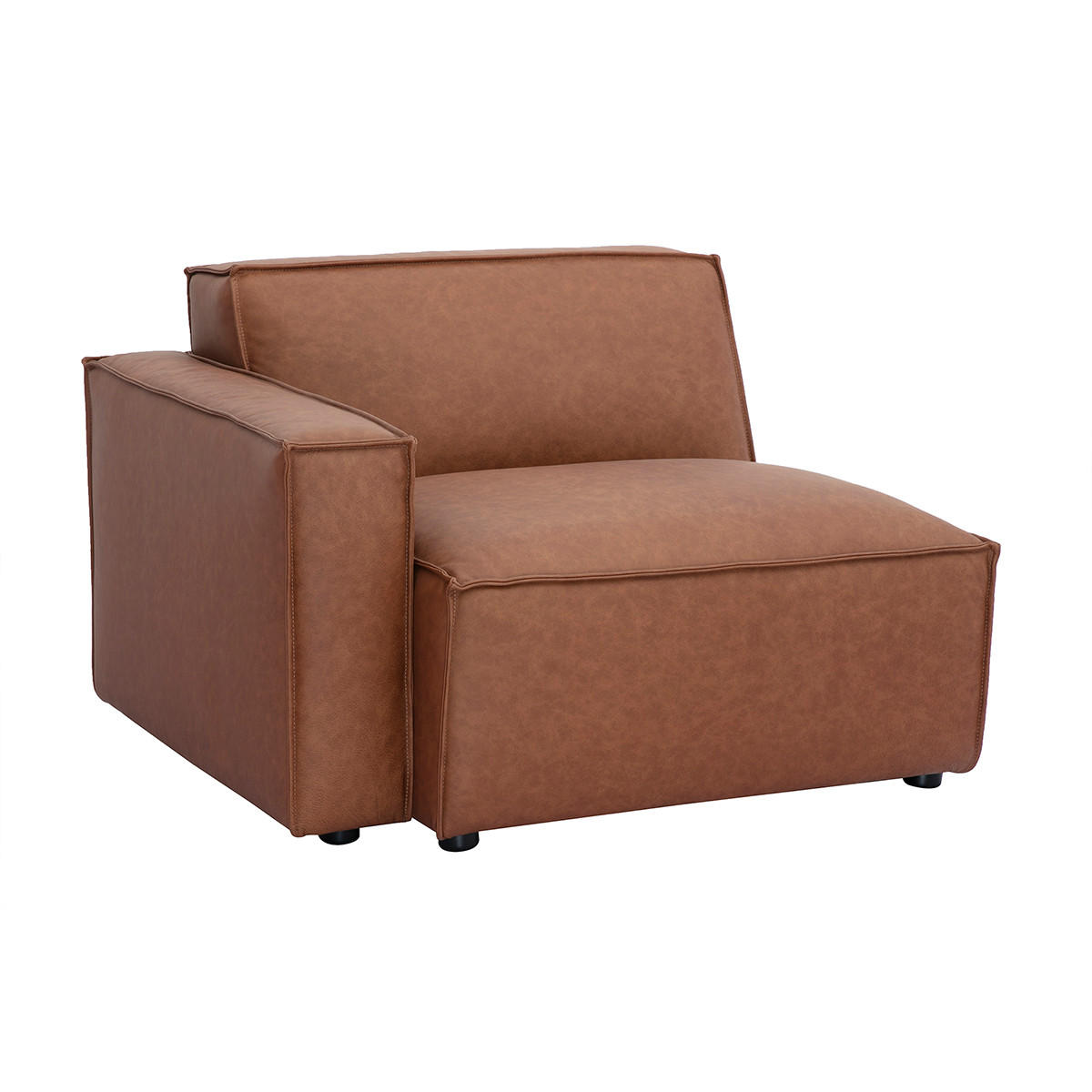 ECKMODUL Links Braun Leder SPLIT - Braun, Textil (101/70.5/101cm) - Miliboo