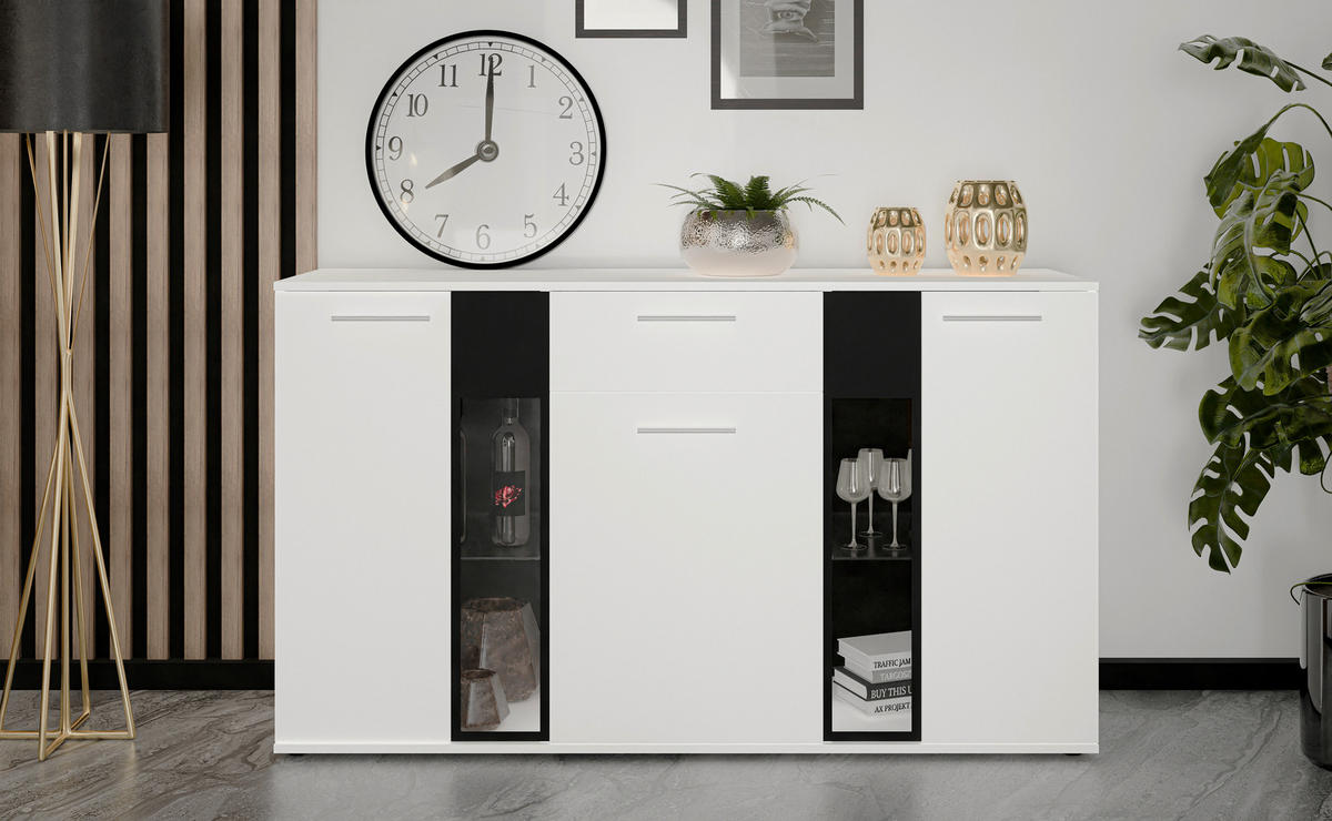 SIDEBOARD Formilo Weiß Matt 140,4/80/40,2 cm – Kommode mit Schublade - Weiß, Holzwerkstoff/Kunststoff (140/80/40cm) - AX Living