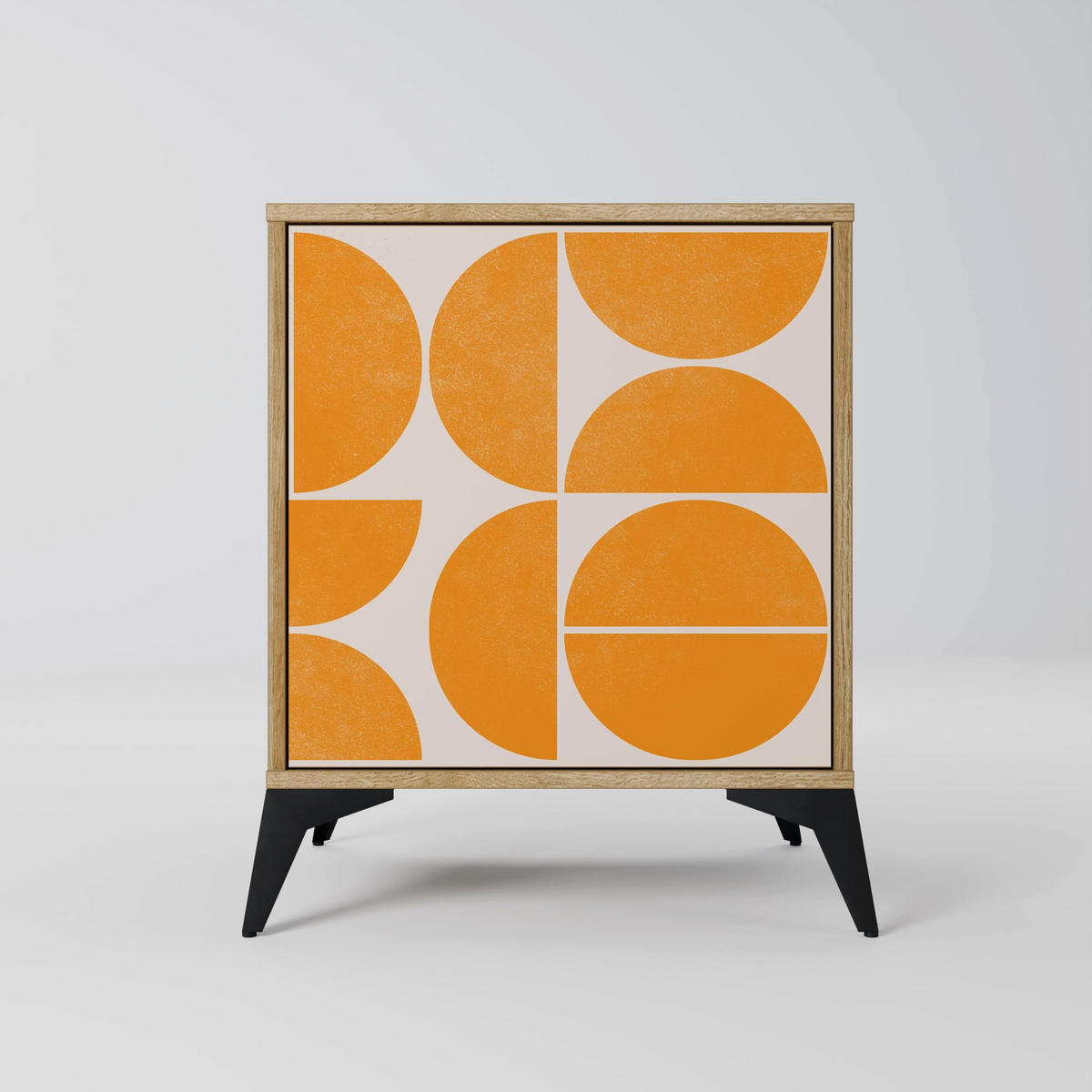 SIDEBOARD RECURRING DREAMS, Eichefarben, 57,5x42x72,5 cm, Schwarze Metallfüße - Eichefarben/Multicolor, Holzwerkstoff/Metall (57.5/72.5/42cm) - SpaceRebels