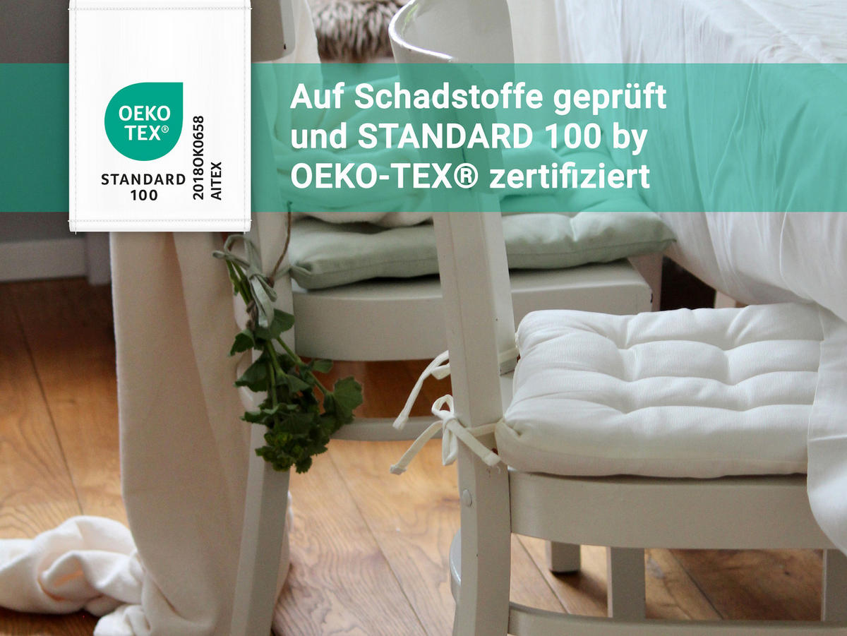 STUHLKISSEN, 4er-Set, 40x40 cm, 100% Polyester, Weiß - Creme, Textil (40/40/3cm) - Zollner