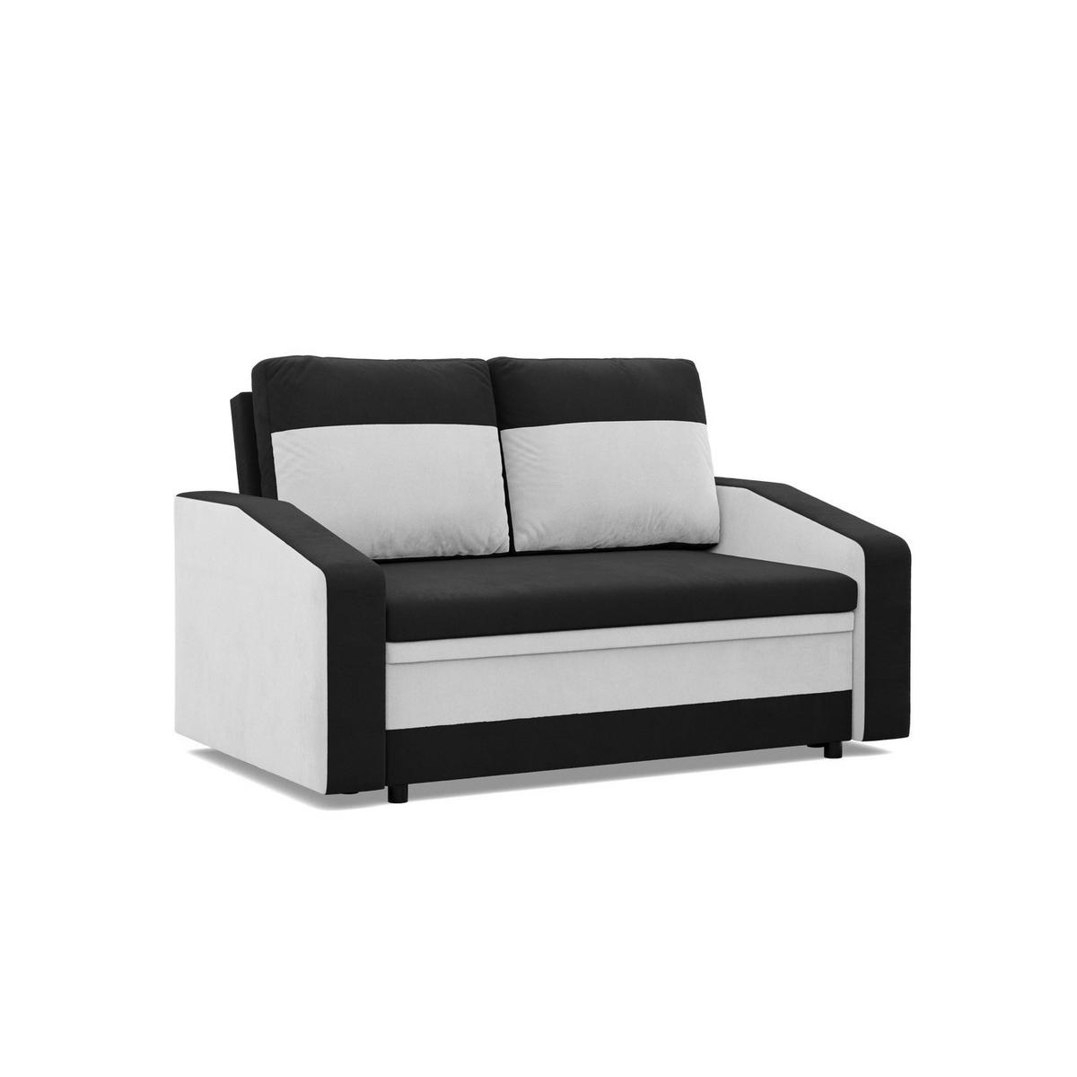 SOFA 2-SITZER MIT SCHLAFFUNKTION ORION, Schwarz + Weiß - Schwarz/Weiß, Textil (148/90/87cm)