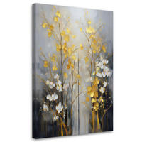 WANDBILD abstrakte botanikblumen - Grau, Textil (40/60cm) - Feeby