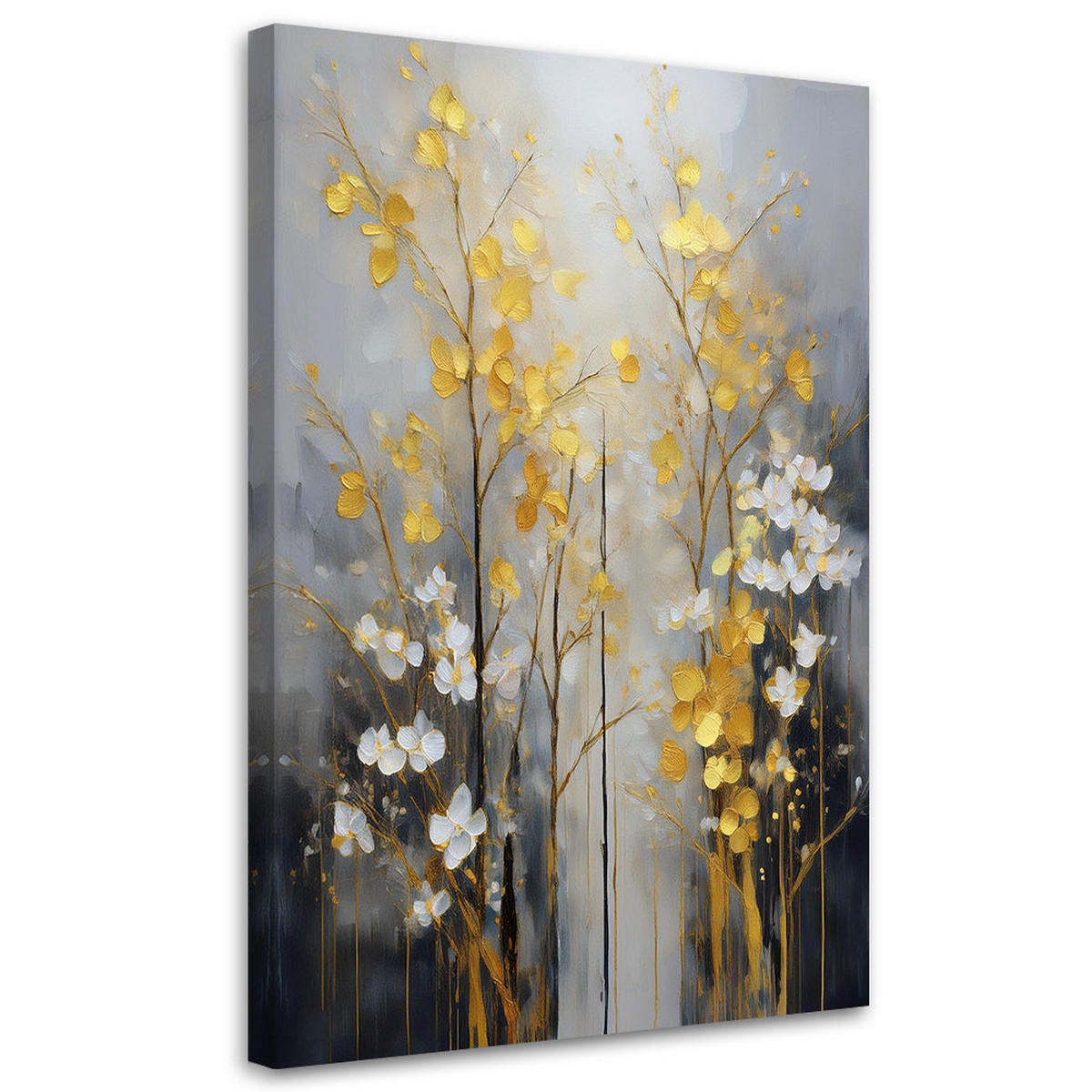 WANDBILD abstrakte botanikblumen - Grau, Textil (40/60cm) - Feeby