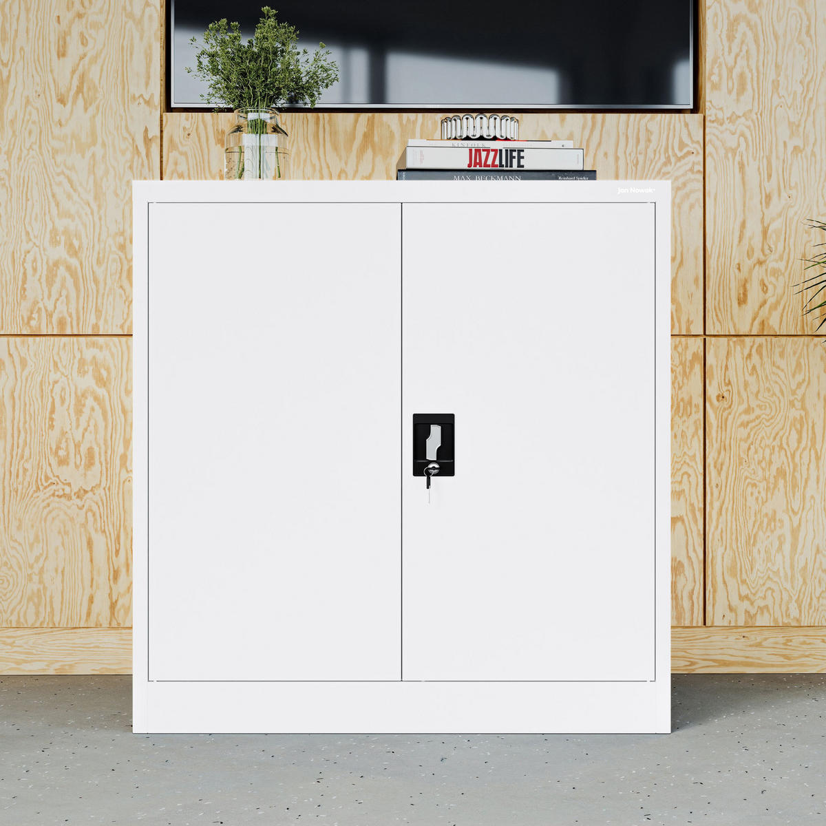 METALLSCHRANK mit Schloss für Büro und Werkstatt BEATA D600 - Weiß, Metall (93/90/60cm) - Jan Nowak