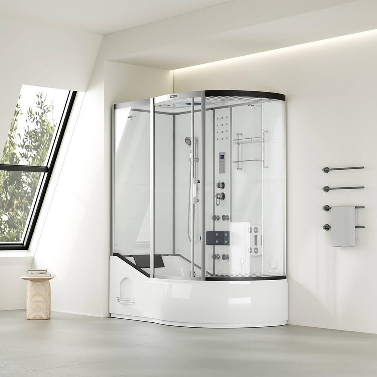 DAMPFDUSCHE ALLIN 4IN1 - Weiß, Rechts - Weiß, Glas (90cm) - Home Deluxe