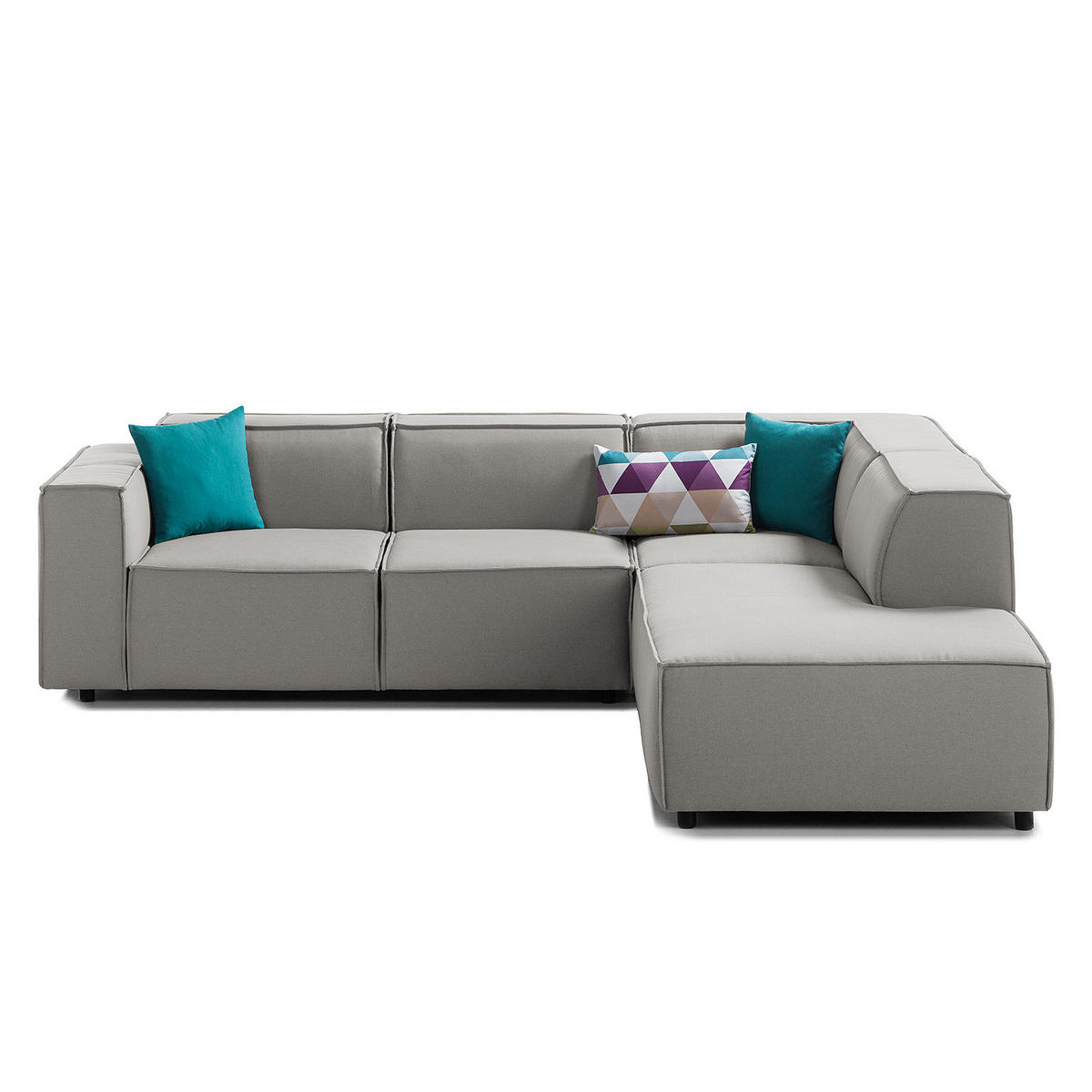ECKSOFA mit Ottomane - Graubraun/Schwarz, Kunststoff/Textil (260/234cm) - home24