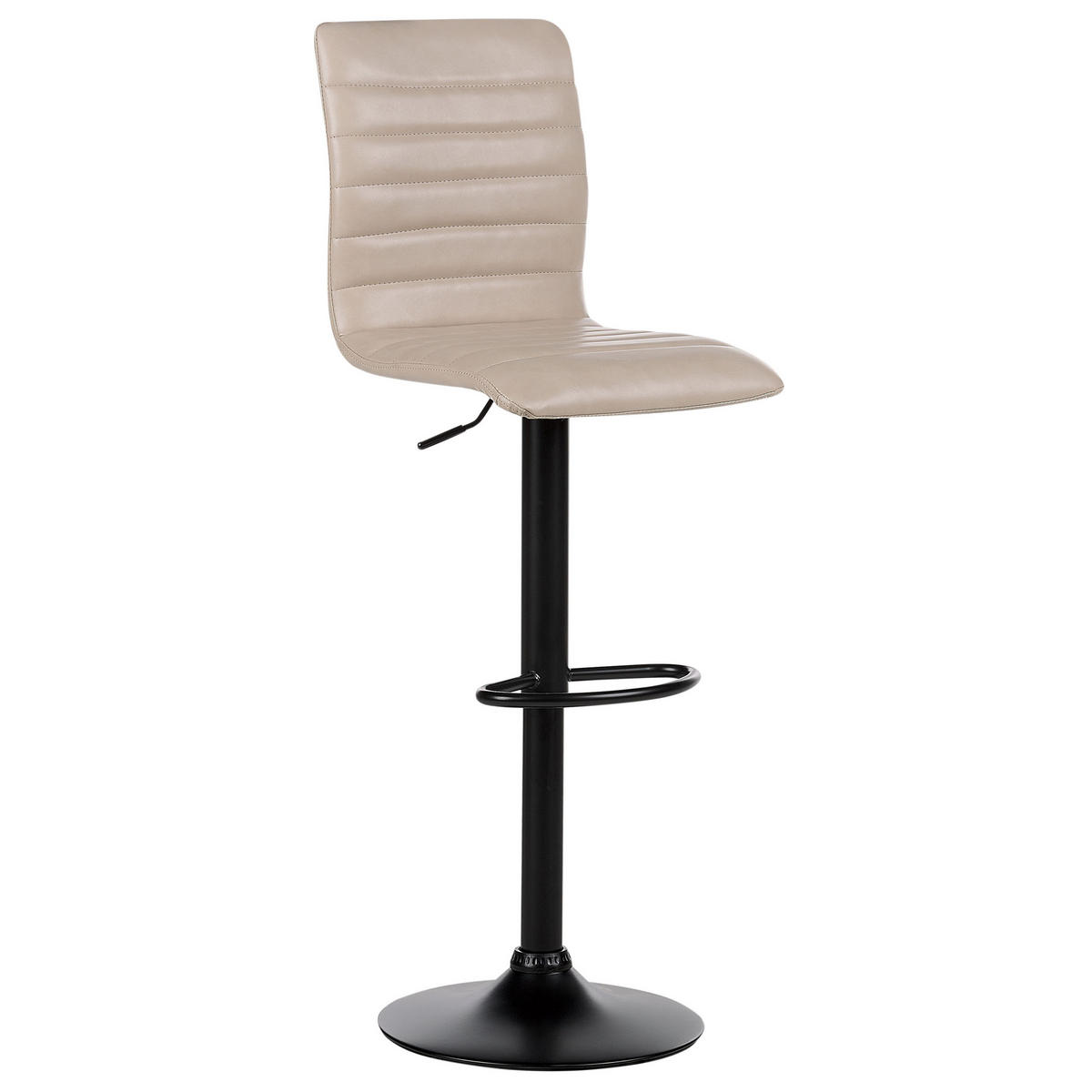 BARHOCKER 2er-Set Kunstleder hellbeige/schwarz höhenverstellbar Lucerne - Beige/Schwarz, Kunststoff (39/49cm) - Beliani