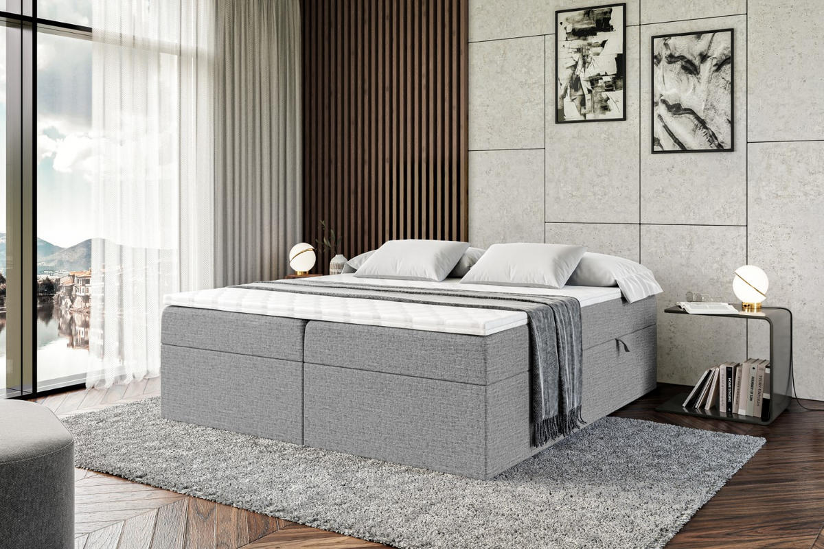 BOXBETT mit H3-Matratze und Lattenrost - MARCE BW - 160x200 Grau - Grau, Holzwerkstoff (160/200cm) - ALTDECOR