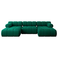WOHNLANDSCHAFT modulares Sofa Tesso-U1 - 285x160x70 cm Dunkelgrün Velours - Dunkelgrün, Holzwerkstoff/Textil (285/70/160cm) - ALTDECOR