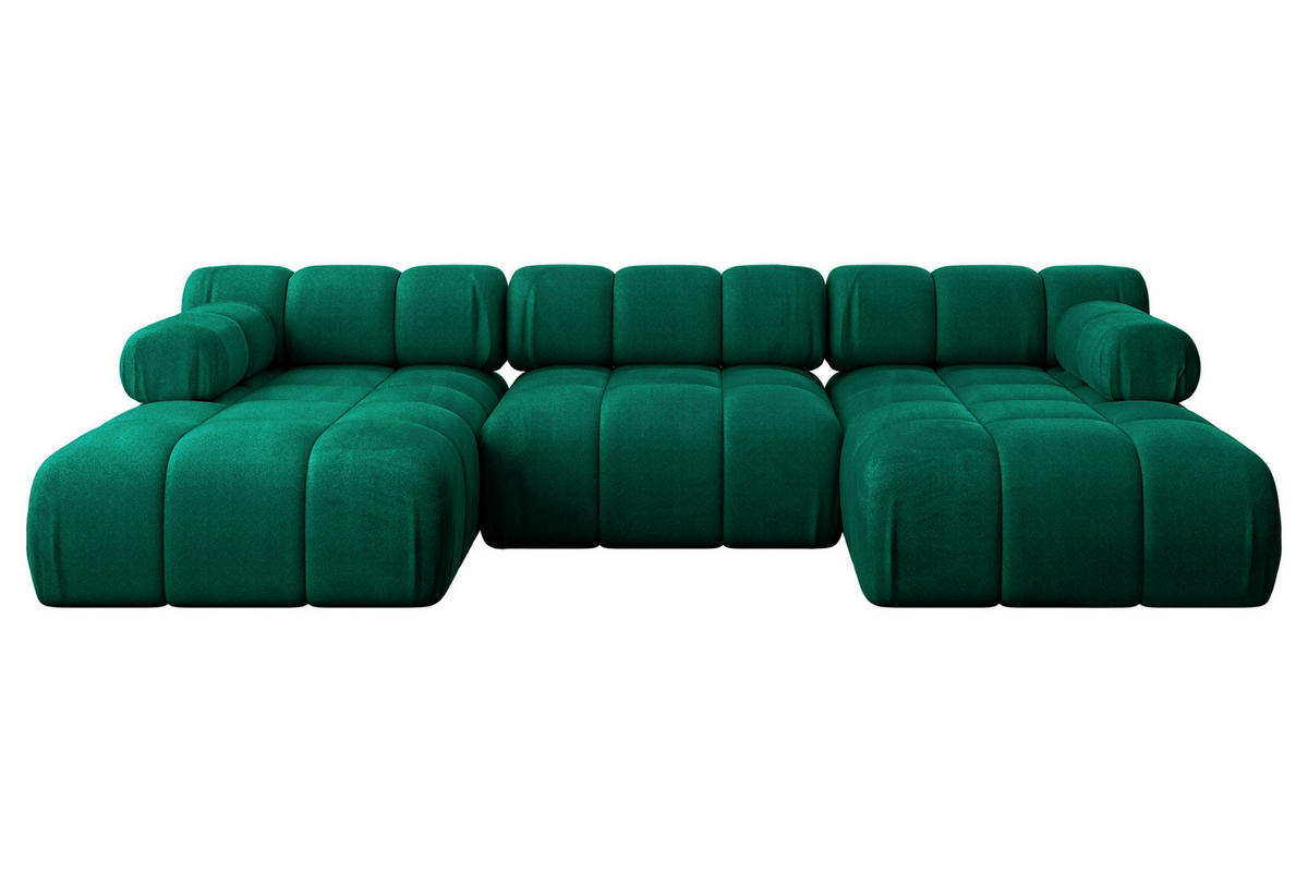 WOHNLANDSCHAFT modulares Sofa Tesso-U1 - 285x160x70 cm Dunkelgrün Velours - Dunkelgrün, Holzwerkstoff/Textil (285/70/160cm) - ALTDECOR