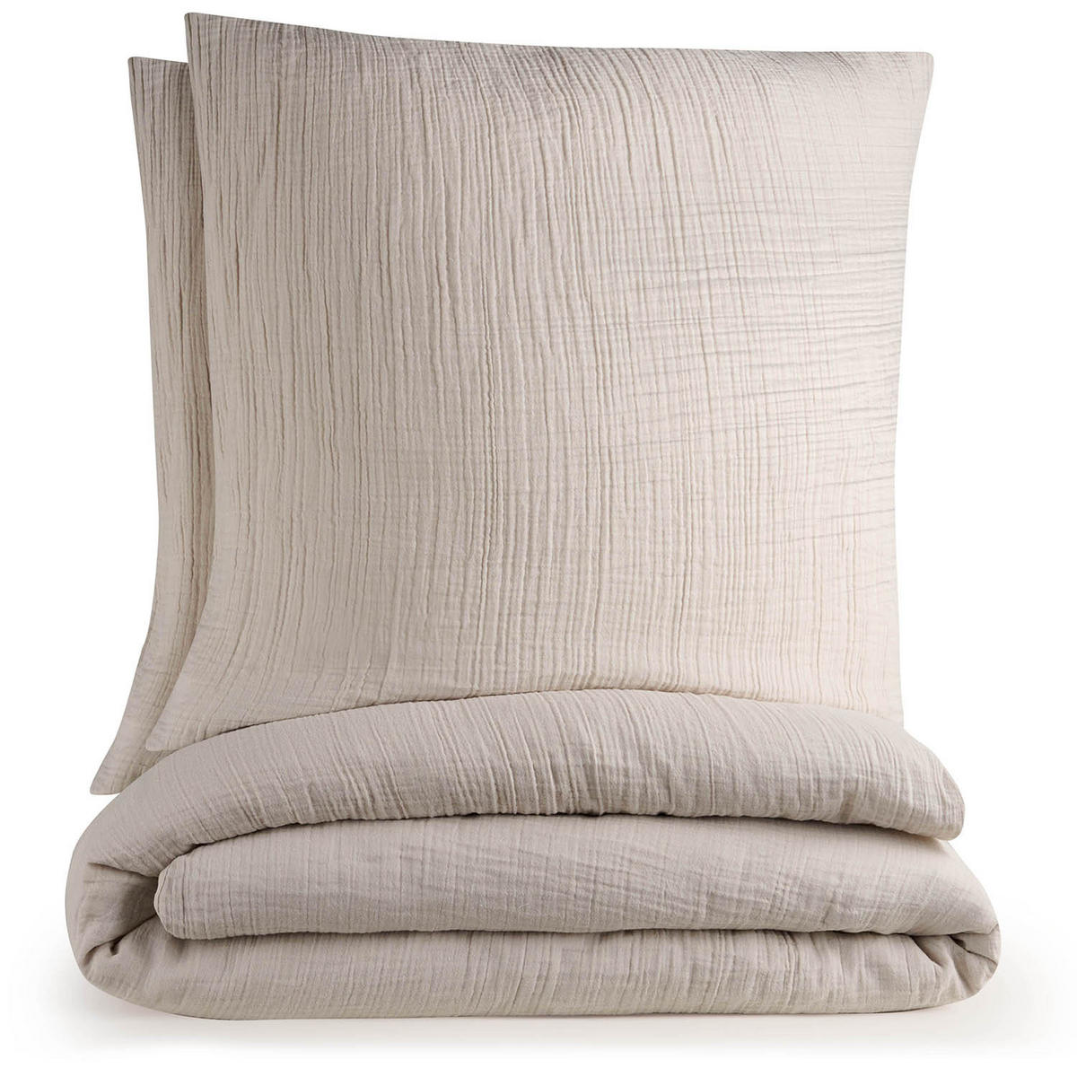 BETTWÄSCHE Musselin, 100% Baumwolle, 200/200 cm & 2x 80/80 cm, Grau - Grau, Textil (200/200cm) - Blumtal