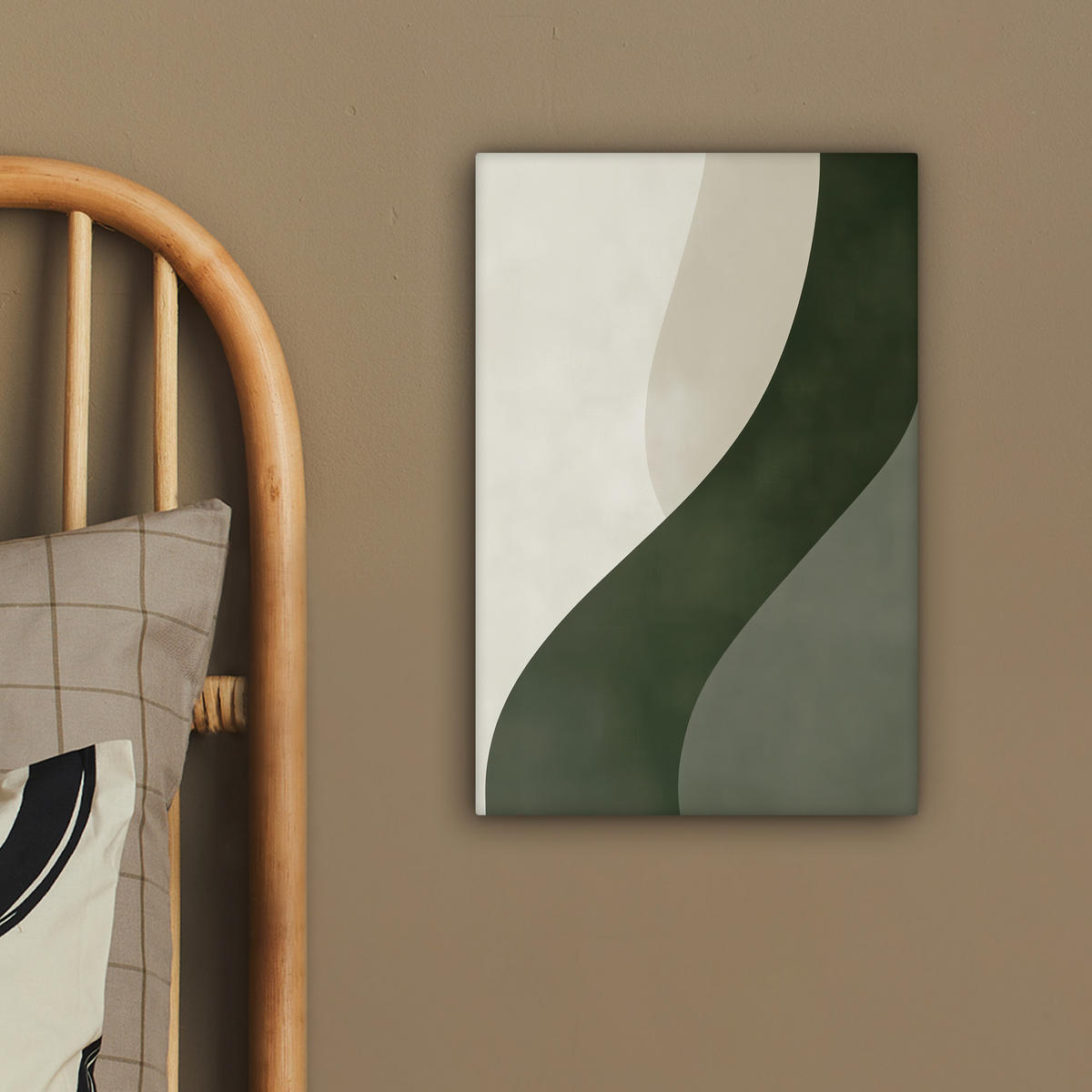LEINWANDBILD Japandi - Grün - Abstrakt - Modern 20x30 cm - Salbeigrün, Textil (20/30cm) - MuchoWow