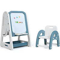 KINDERSTAFFELEI Blau - Blau, Kunststoff (53/100/62.5cm) - COSTWAY