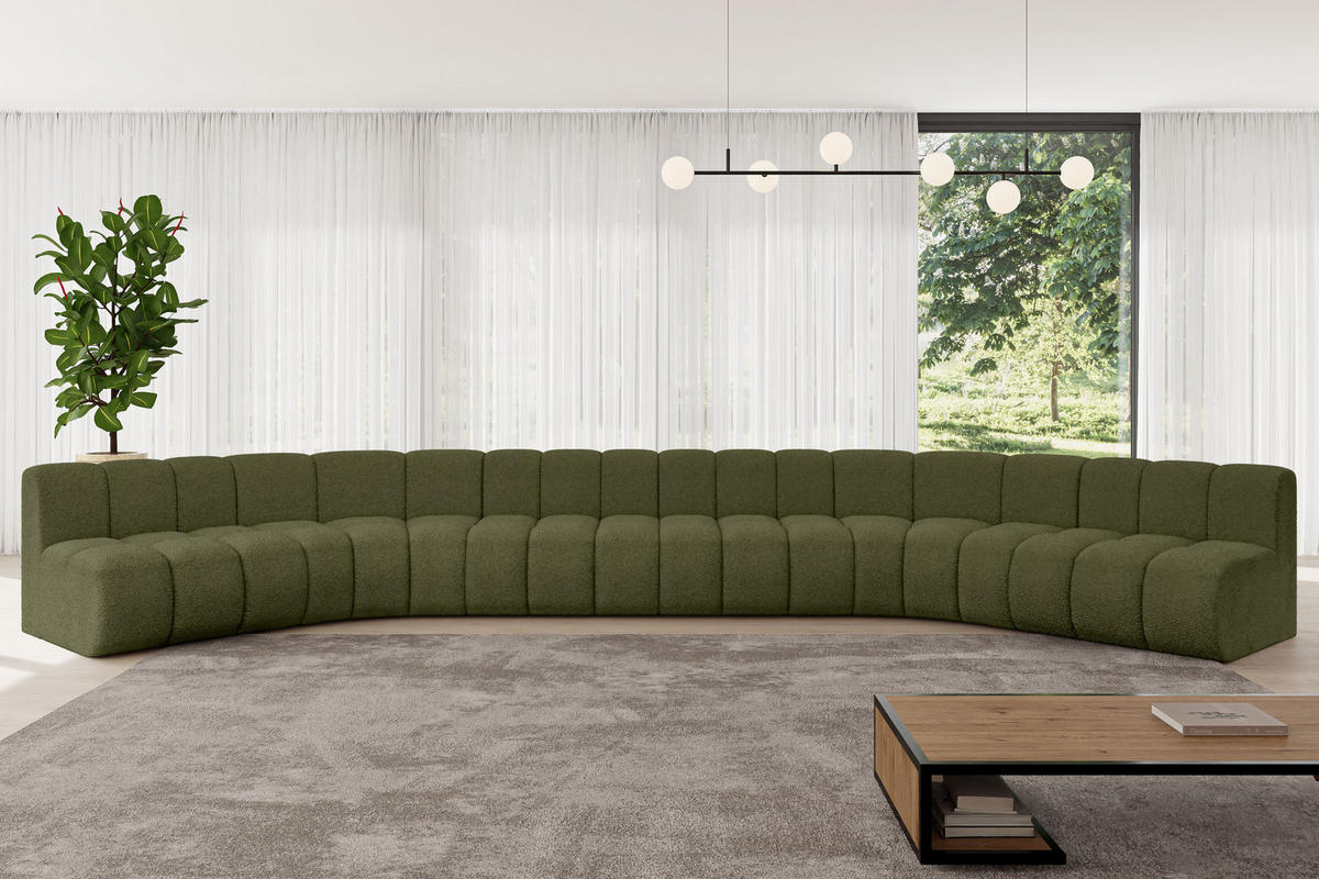 WOHNLANDSCHAFT modulares Sofa Montra-U2 - 581x174x70 cm Grün - Grün, Holzwerkstoff/Textil (581/70/174cm) - ALTDECOR