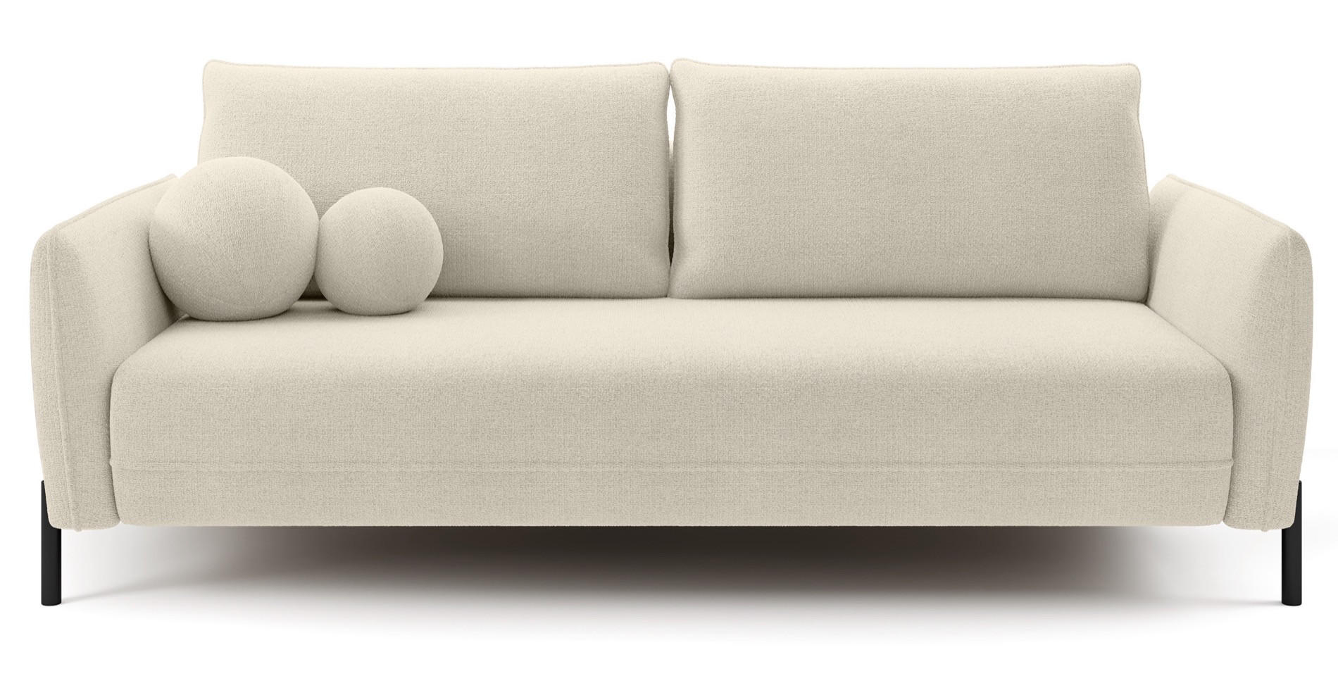 SOFA Veruco Cremeweiß mit Schlaffunktion - Creme/Schwarz, Textil/Metall (234/90/100cm) - Selsey