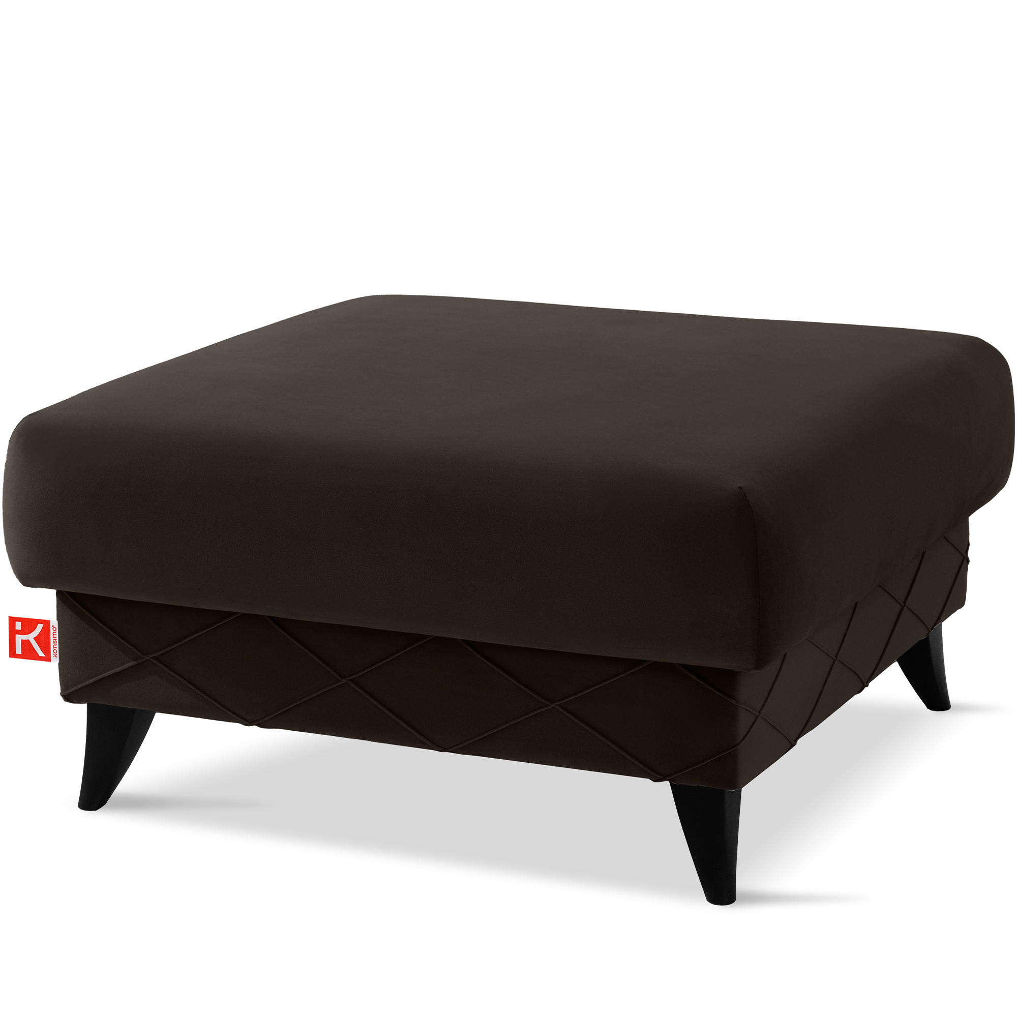 POUF GUSTAVO III Velours, Braun - Braun, Holz/Holzwerkstoff (92/49/92cm) - KONSIMO®