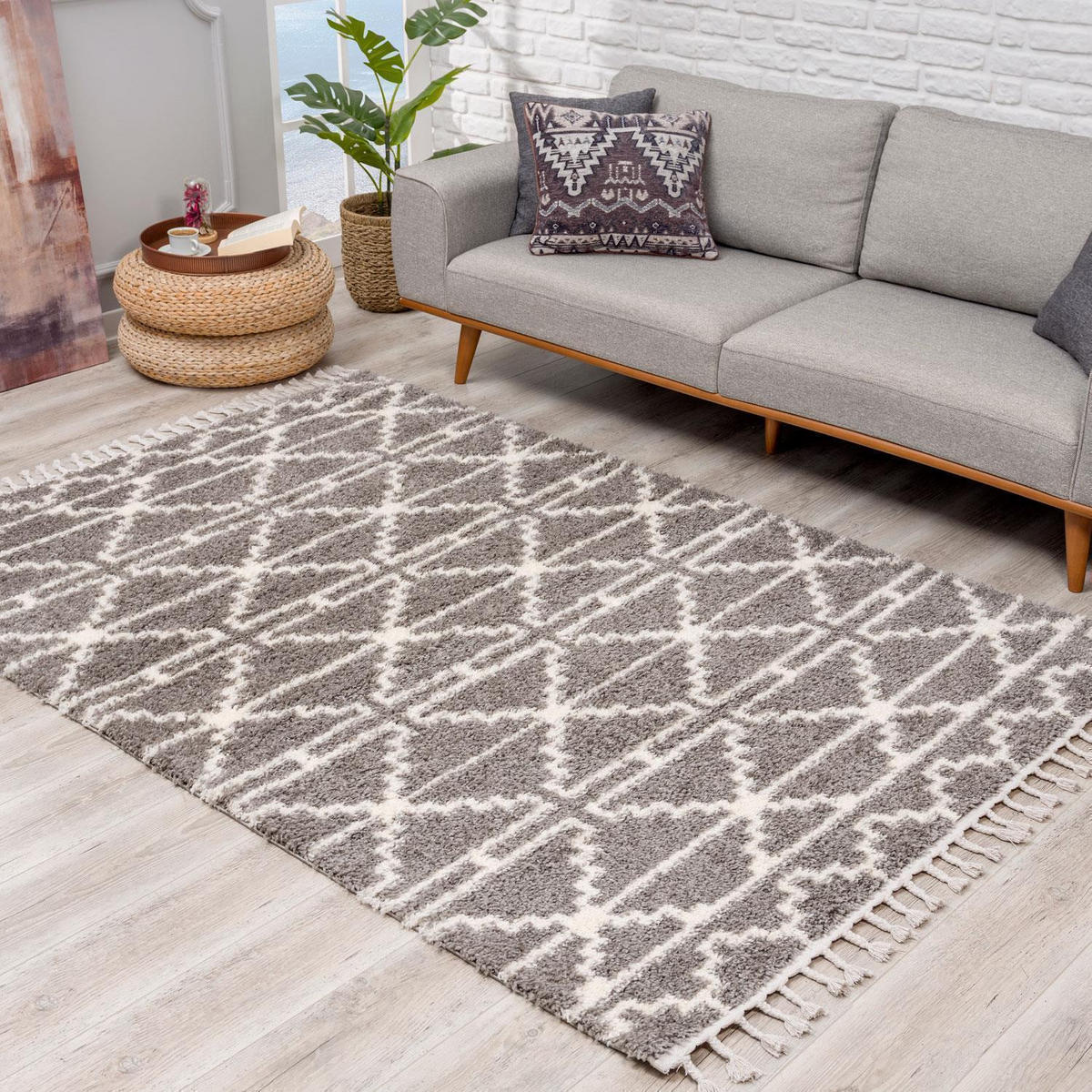 HOCHFLOR-TEPPICH Pulpy 530 Taupe 200x290 cm - Grau, Textil (200/290cm) - carpet city